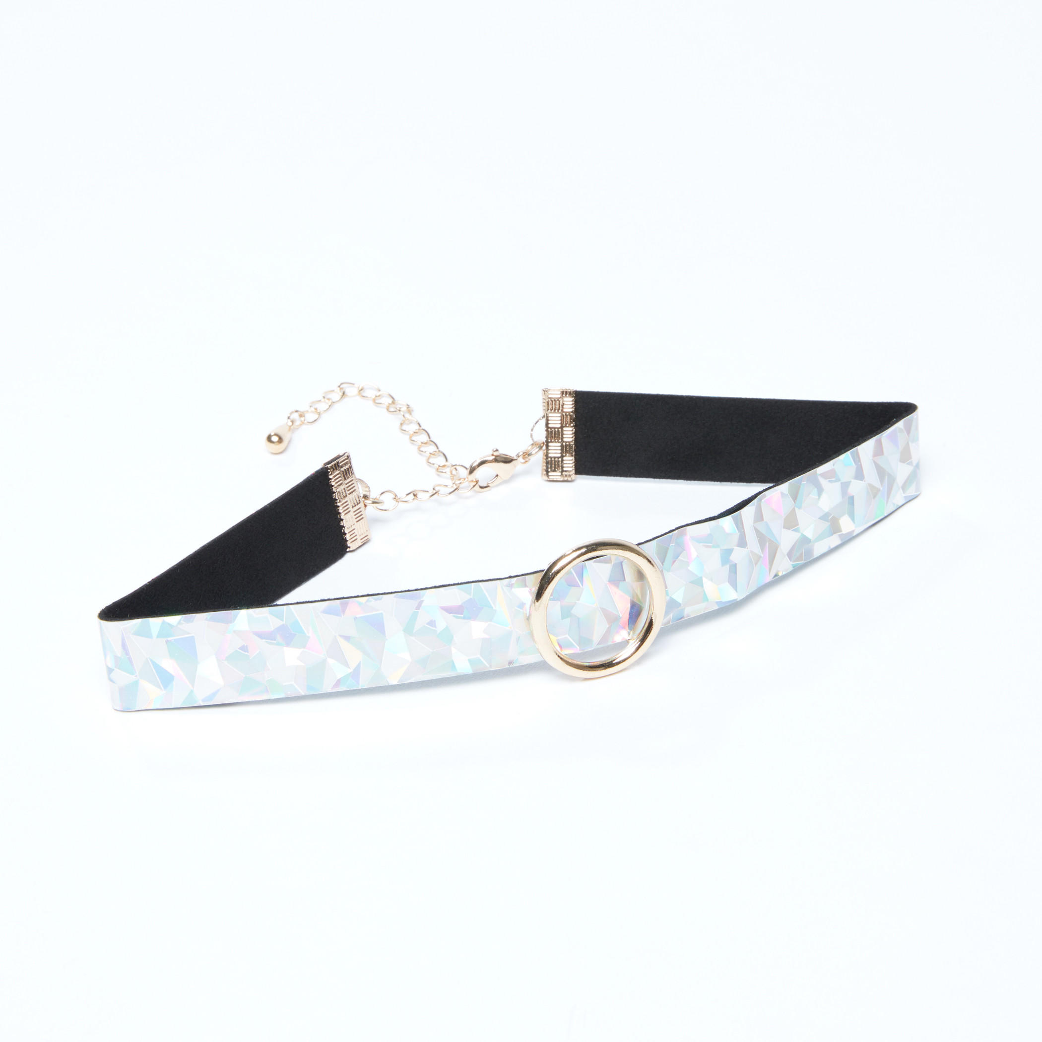 Printed Choker Necklace with Metallic Detail and Lobster Clasp-women-watchesandjewellery-jewellery-necklacesandpendants-image-1