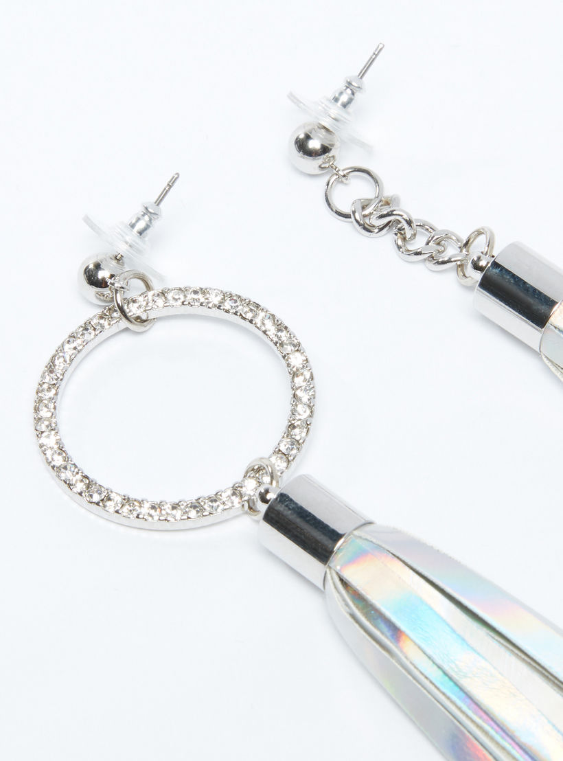 أقراط متدلية ومرصعة بشُرّابات ومكبس إغلاق-women-watchesandjewellery-jewellery-earrings-image-1