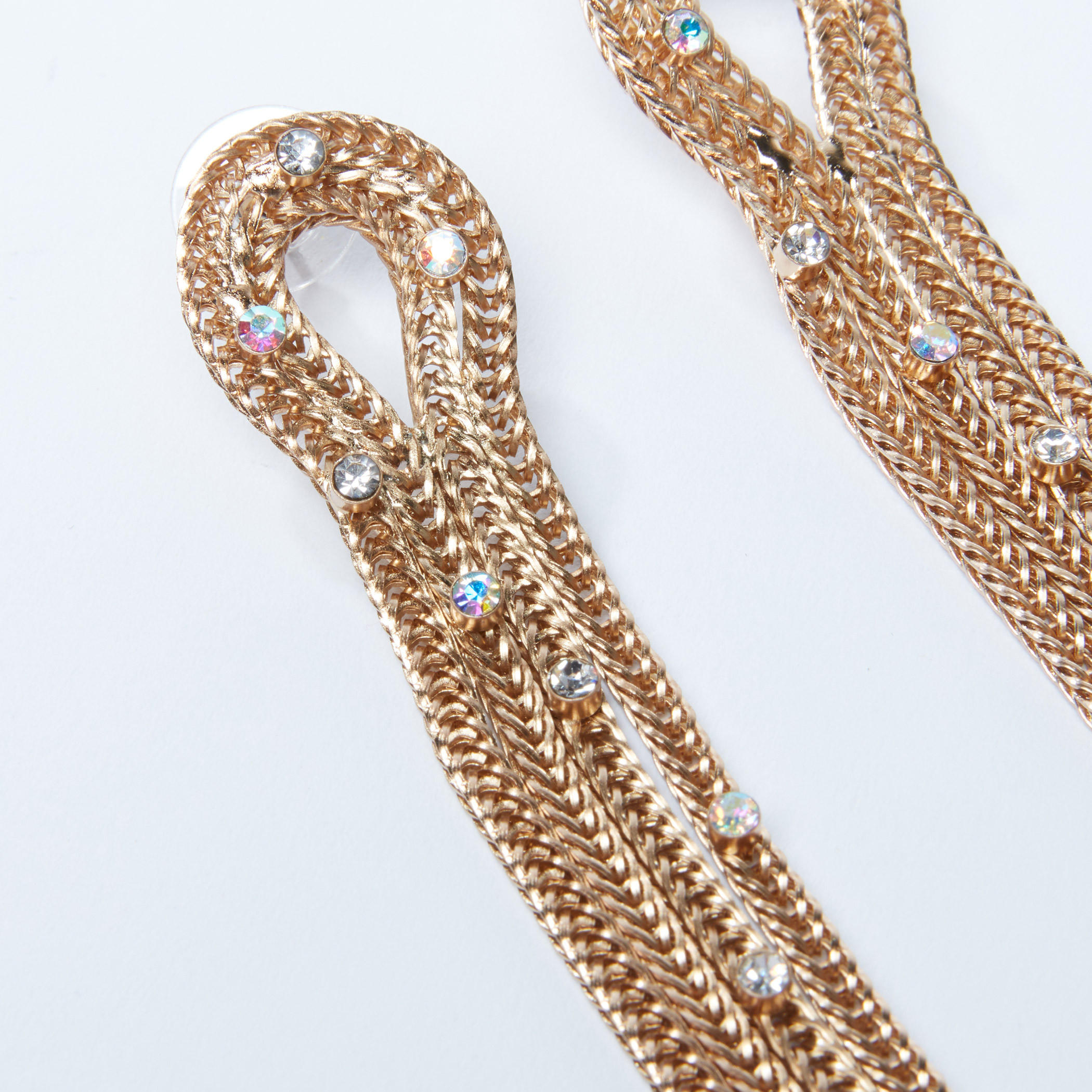 Studded Multi-Chain Dangling Earrings with Push Back Closure-women-watchesandjewellery-jewellery-earrings-image-1