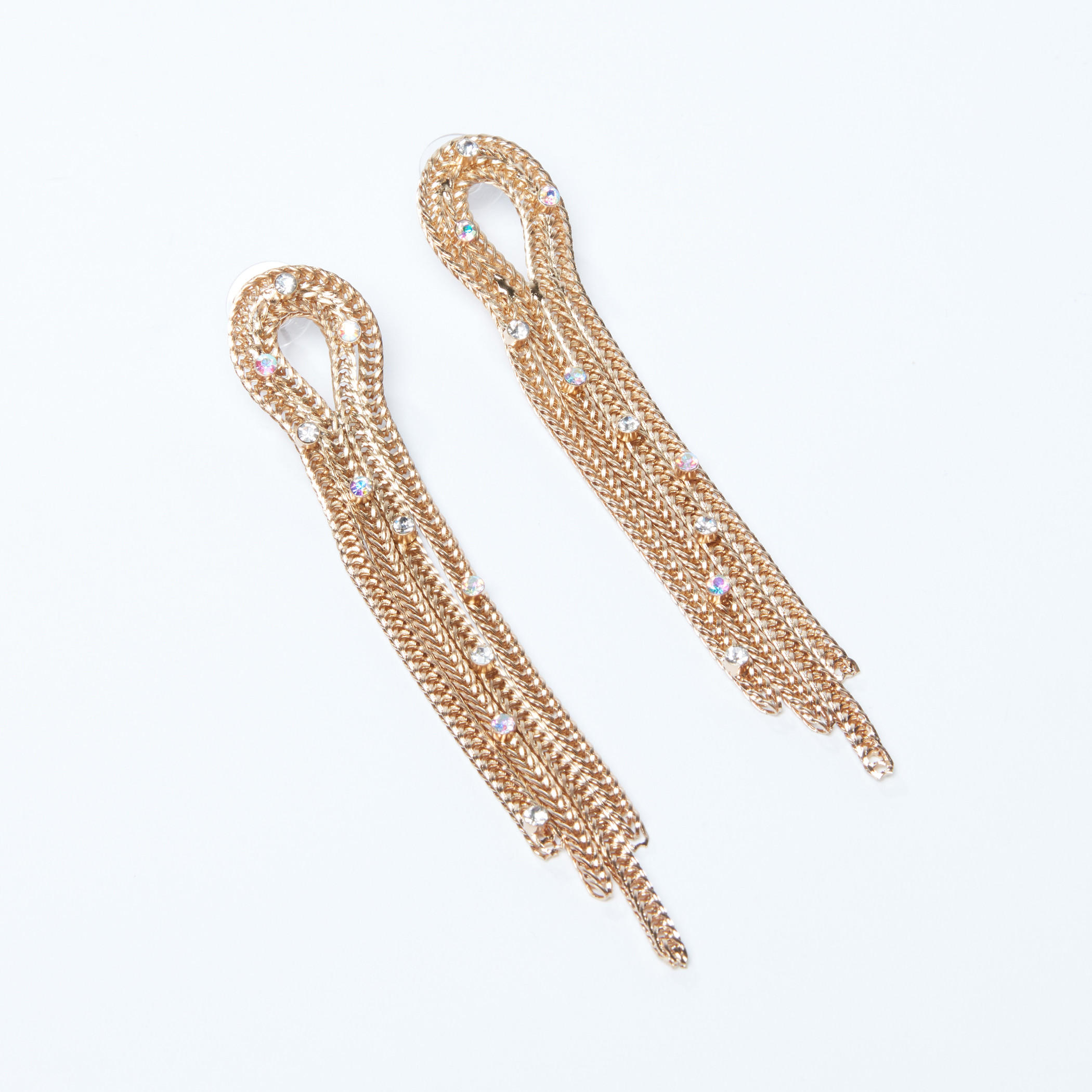 Studded Multi-Chain Dangling Earrings with Push Back Closure-women-watchesandjewellery-jewellery-earrings-image-2