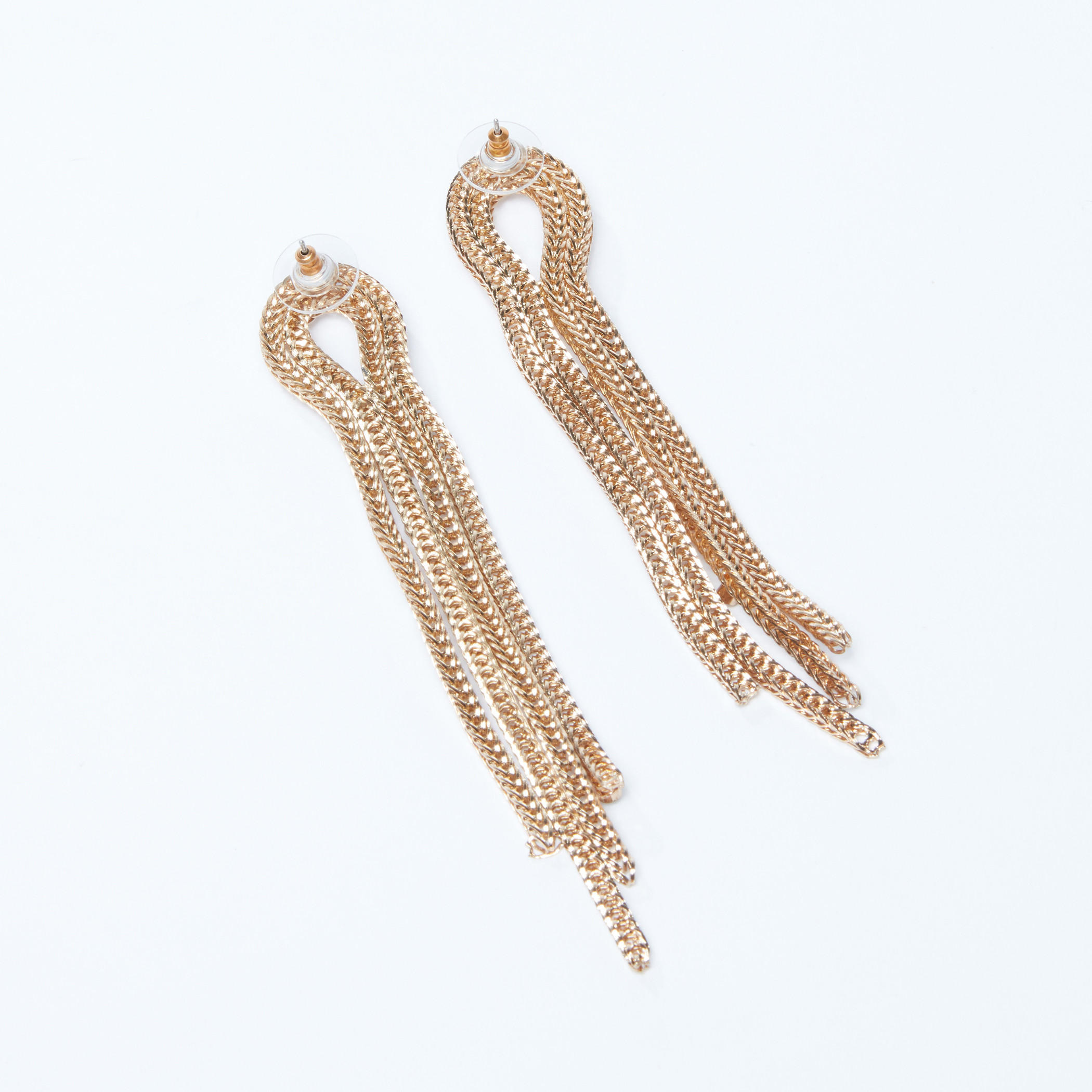 Studded Multi-Chain Dangling Earrings with Push Back Closure-women-watchesandjewellery-jewellery-earrings-image-3
