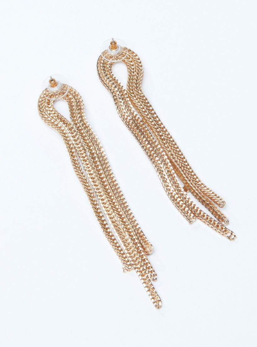 Studded Multi-Chain Dangling Earrings with Push Back Closure-women-watchesandjewellery-jewellery-earrings-image-3