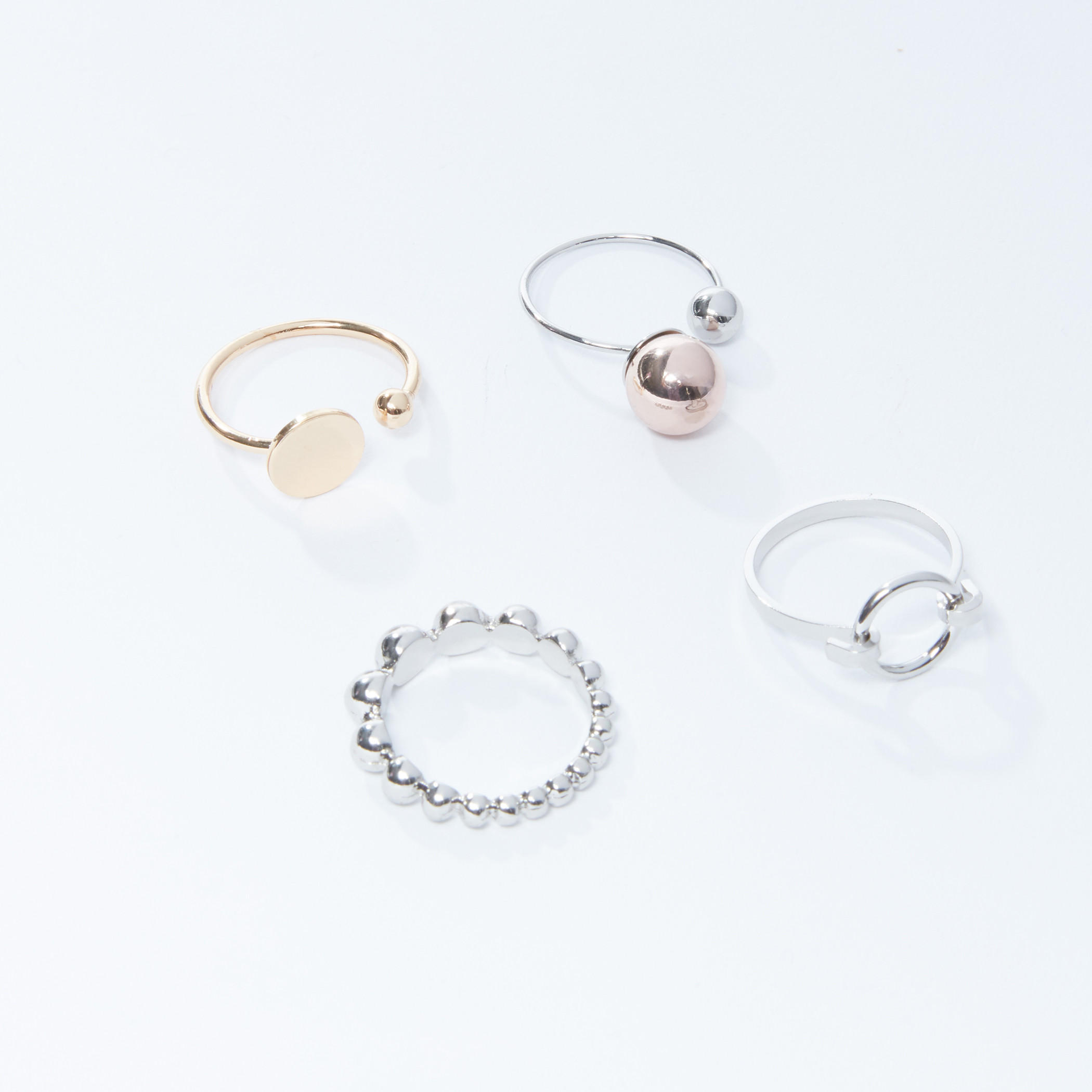 خواتم ميتاليك متنوّعة - طقم من 4 قطع-women-watchesandjewellery-jewellery-rings-image-1