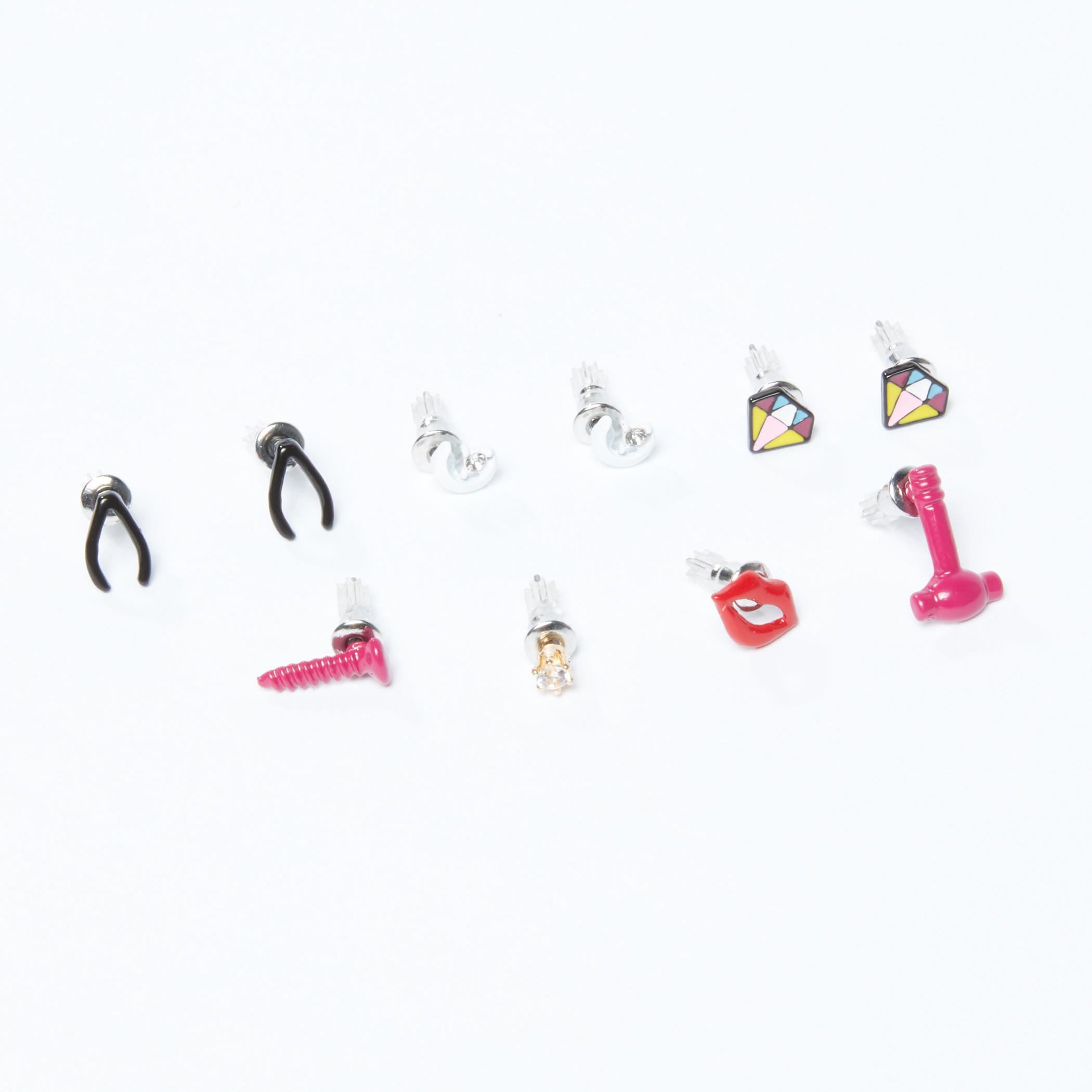 طقم أقراط متنوعة بمكبس إغلاق 5 قطع-women-watchesandjewellery-jewellery-earrings-image-1