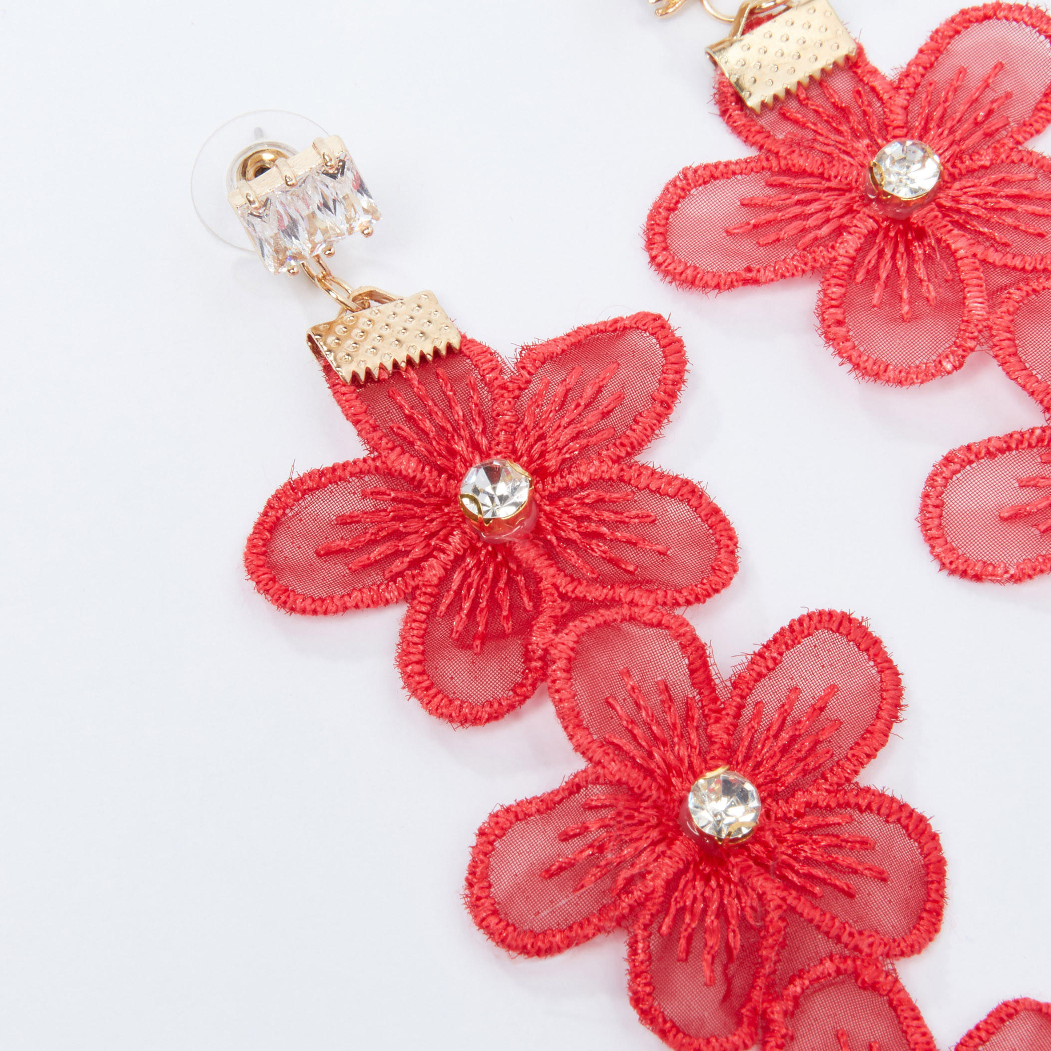 Studded and Lace Embroidered Dangling Earrings with Push Back Closure-women-watchesandjewellery-jewellery-earrings-image-1