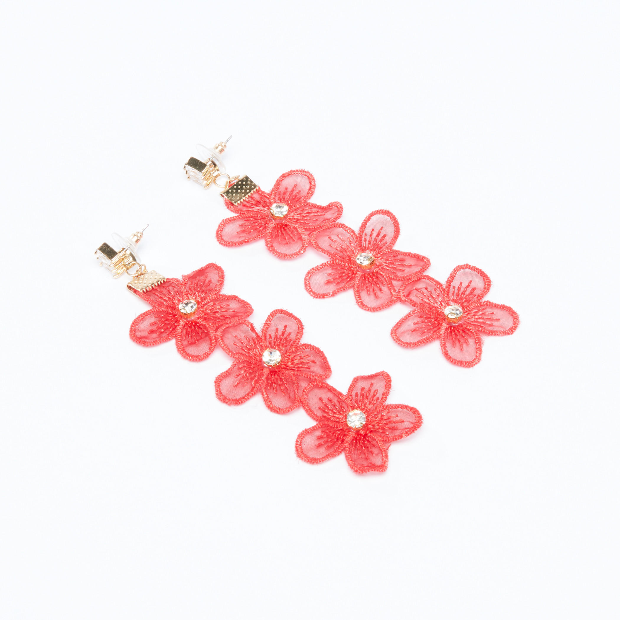 Studded and Lace Embroidered Dangling Earrings with Push Back Closure-women-watchesandjewellery-jewellery-earrings-image-2