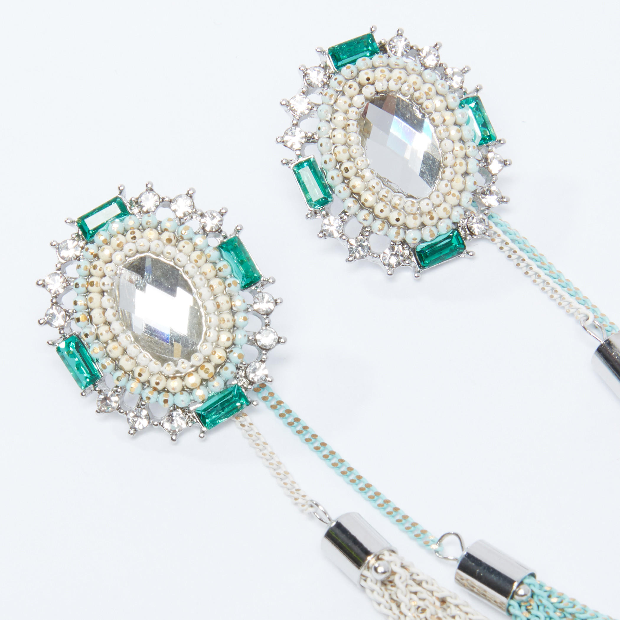 أقراط مرصعة بشراشيب ومكبس إغلاق-women-watchesandjewellery-jewellery-earrings-image-1