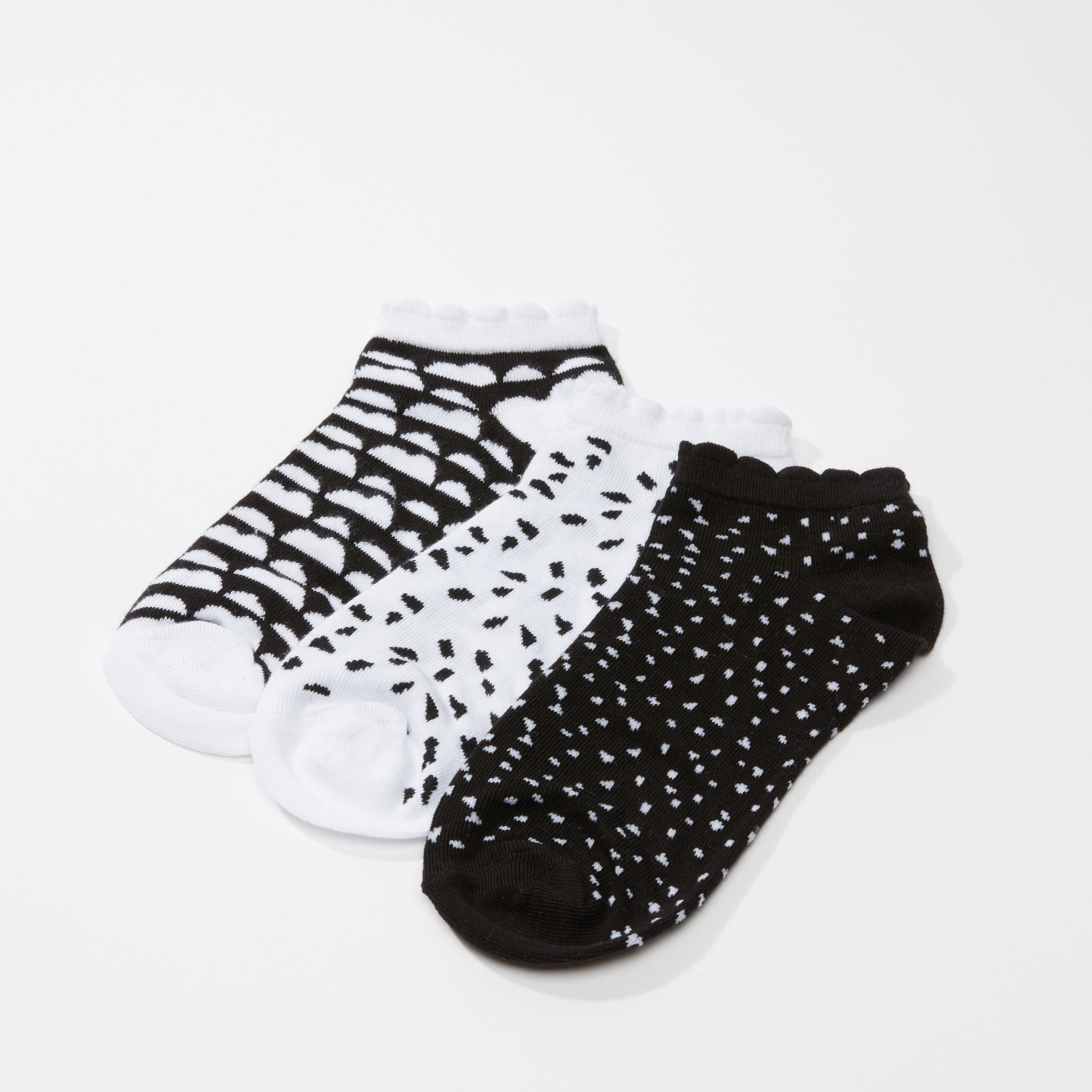 جوارب بطول الكاحل بنقش مطبوع - طقم من ثلاثة أزواج-women-socksandstockings-image-1