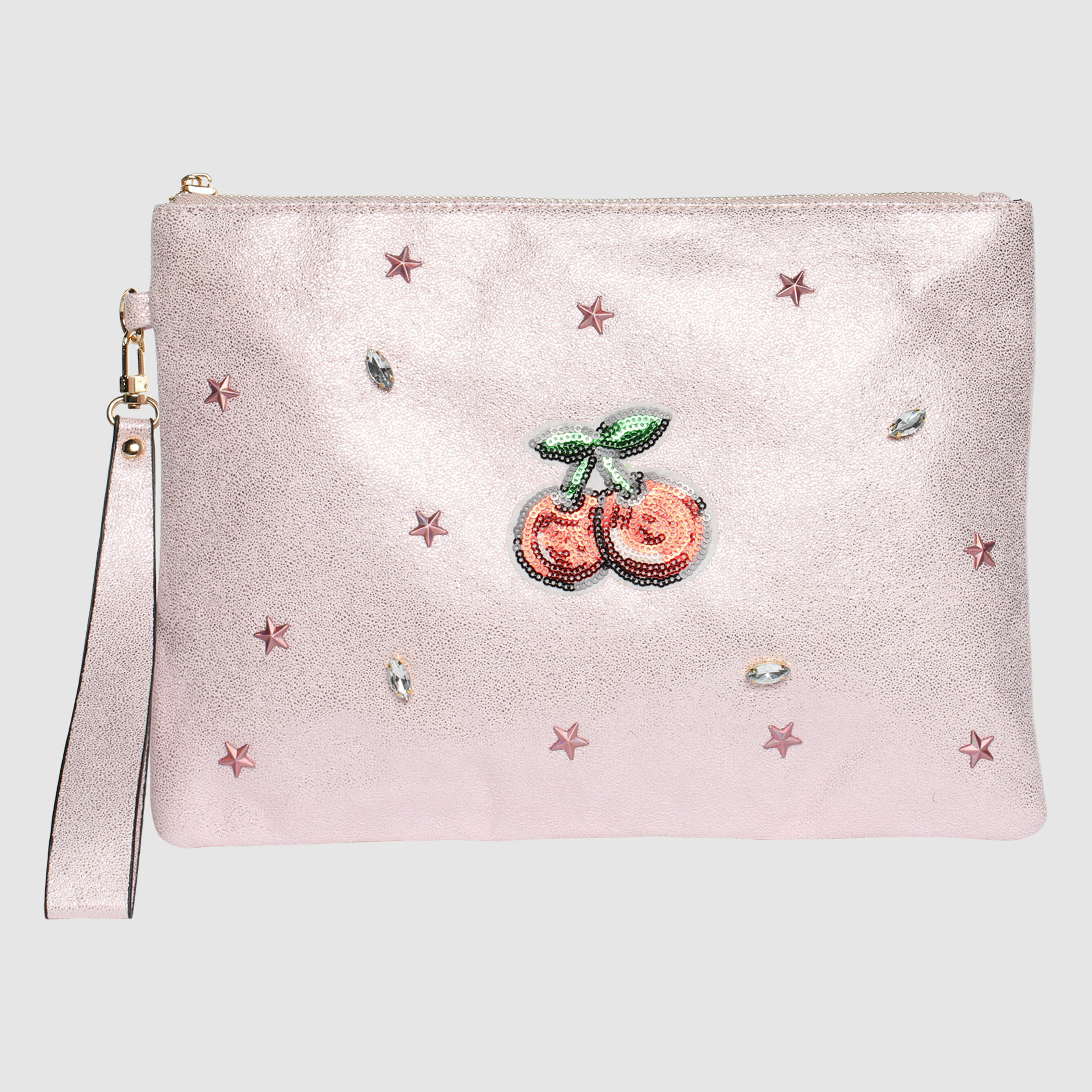 Embellished Pouch with Zip Closure and Wrist Strap-women-bagsandwallets-handbags-image-1