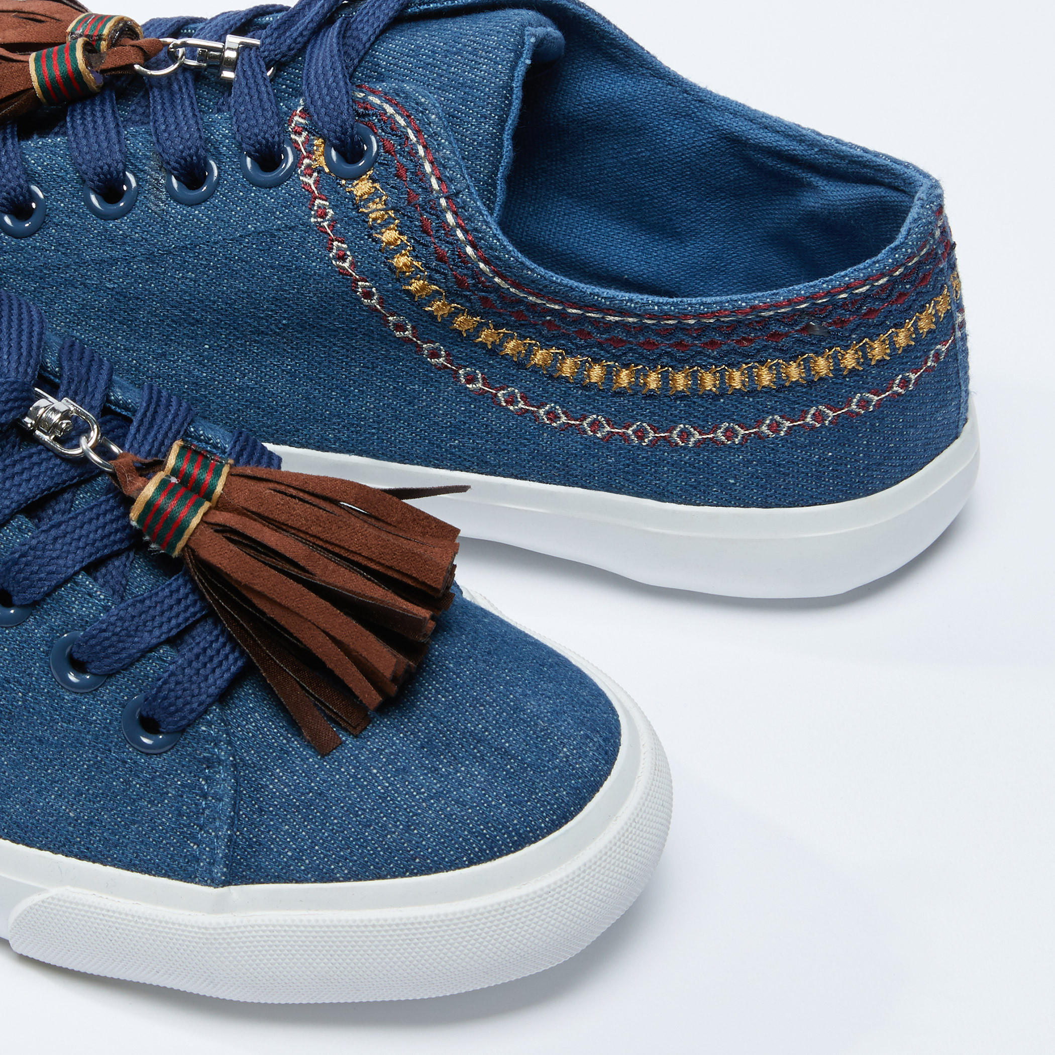 Embroidered Lace-Up Shoes with Tassels-sports-women-shoes-image-4