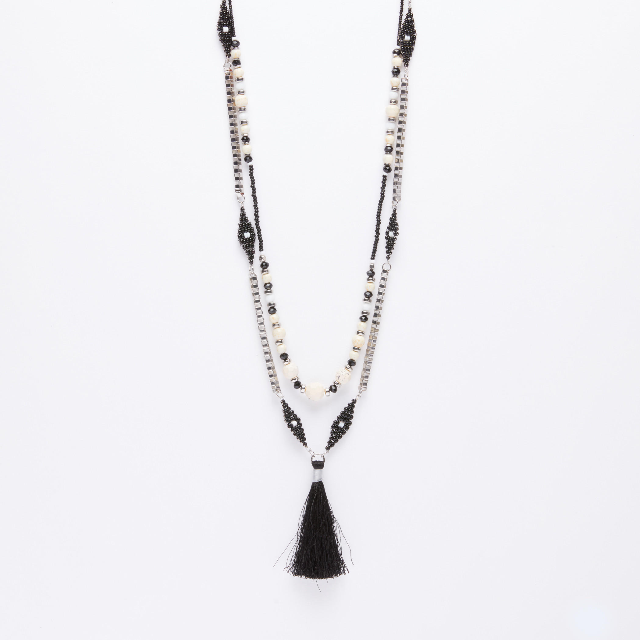 قلادة متعددة الطبقات مزيّنة الخرز بمشبك إغلاق وشرّابات-women-watchesandjewellery-jewellery-necklacesandpendants-image-1