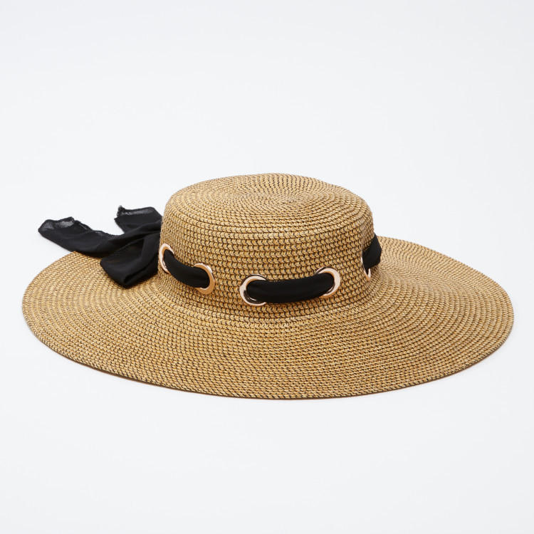 قبّعة سترو بارزة الملمس مزيّنة بفيونكة-women-clothingaccessories-capsandhats-image-4