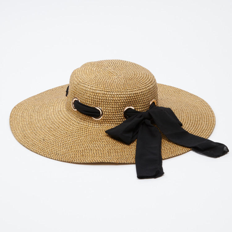 قبّعة سترو بارزة الملمس مزيّنة بفيونكة-women-clothingaccessories-capsandhats-image-2