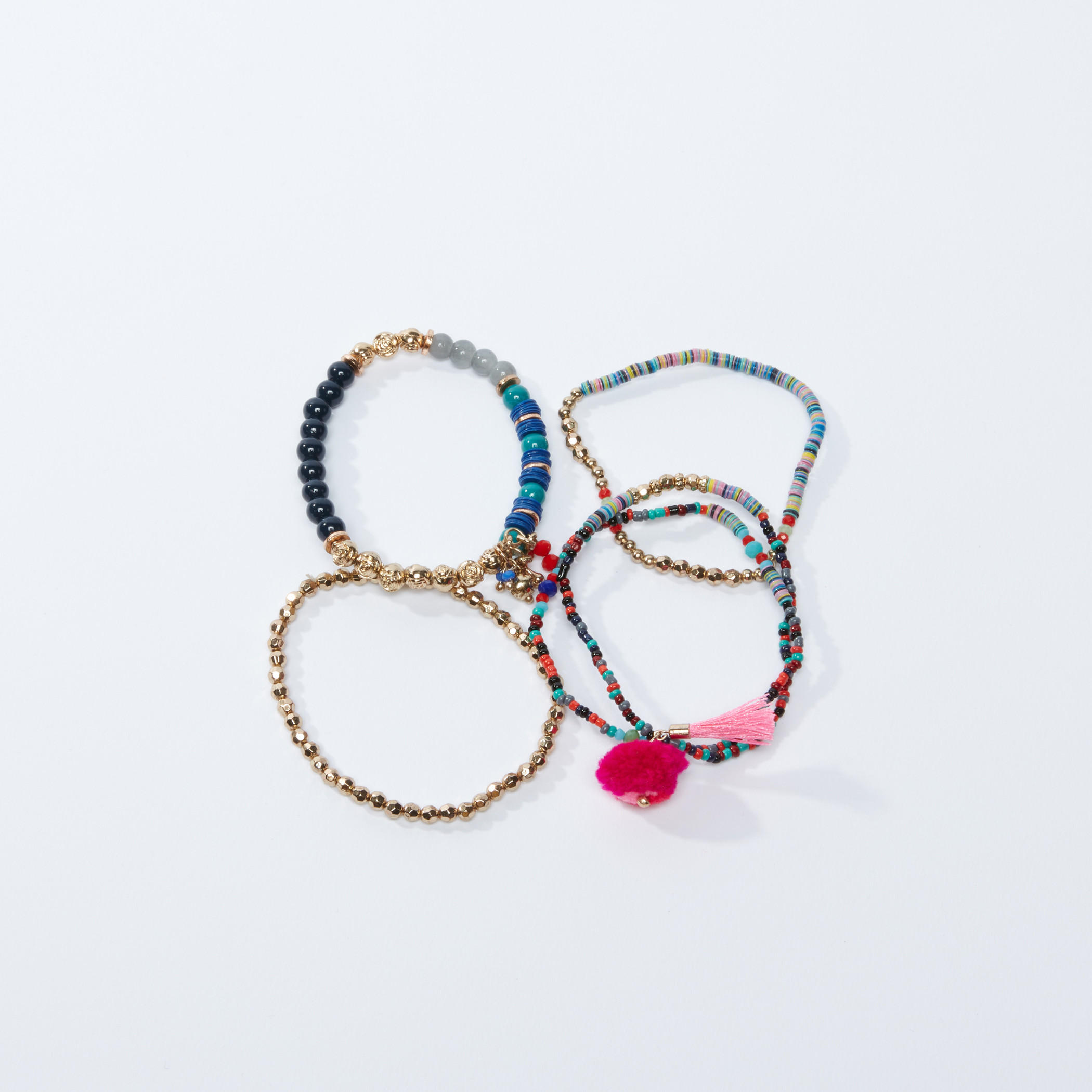 أساور مزيّنة متنوعة - طقم من 5 قطع-women-watchesandjewellery-jewellery-banglesandbracelets-image-2