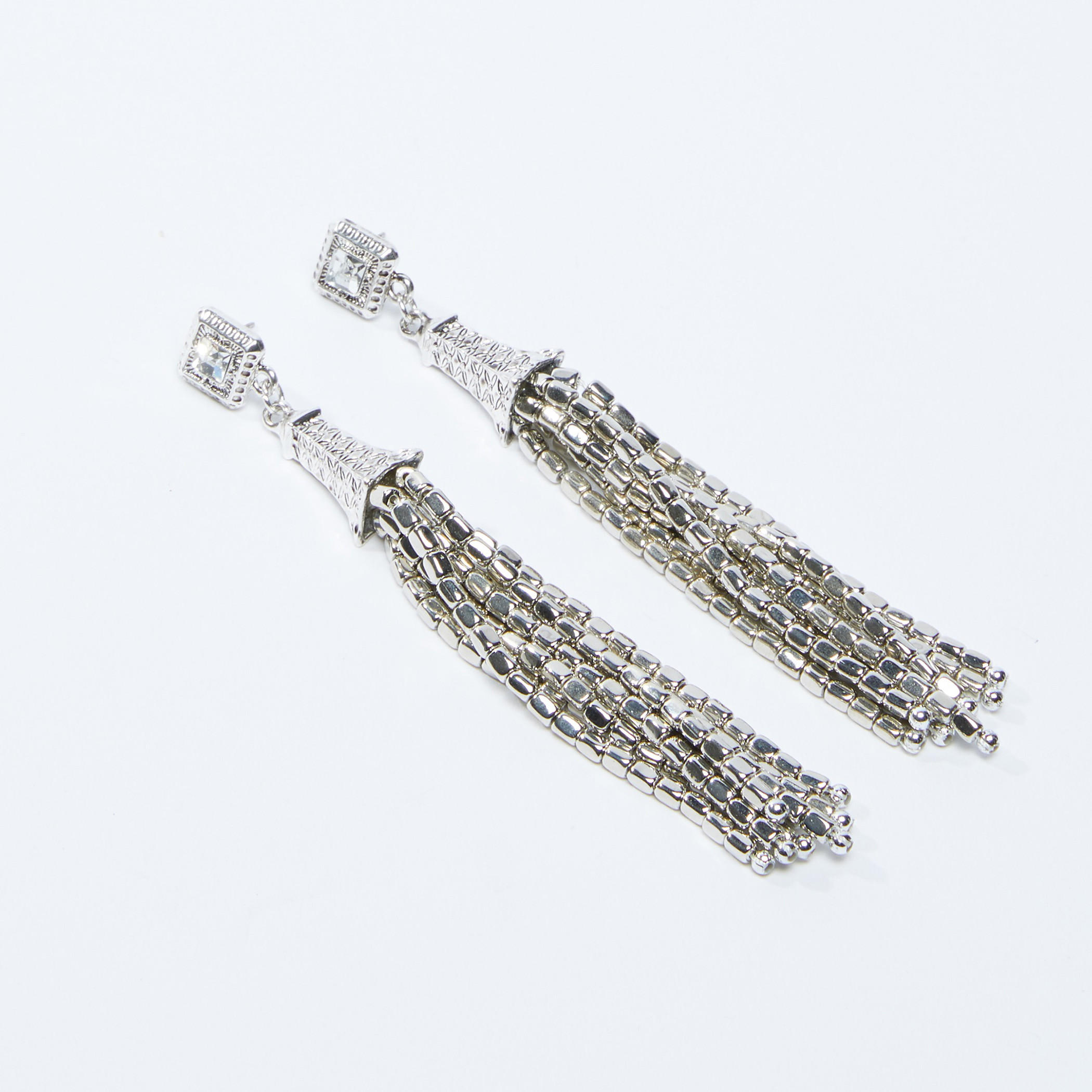 Studded Earrings with Tassels and Push Back Closure-women-watchesandjewellery-jewellery-earrings-image-1