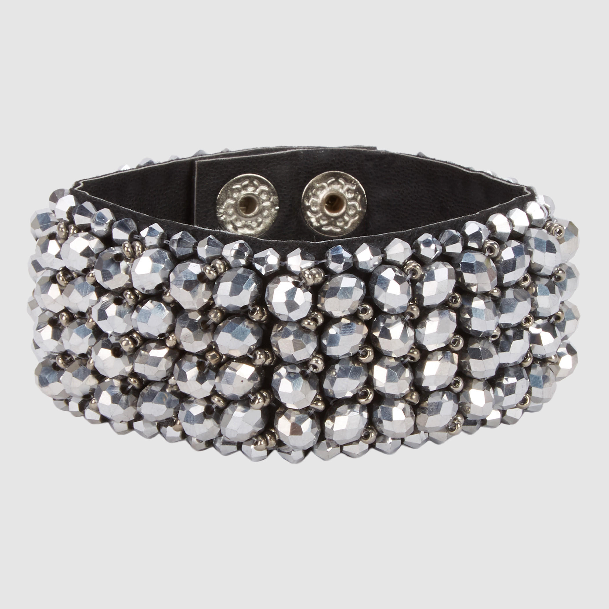 Studded Cuffed Band with Press Button Closure-women-watchesandjewellery-jewellery-banglesandbracelets-image-1