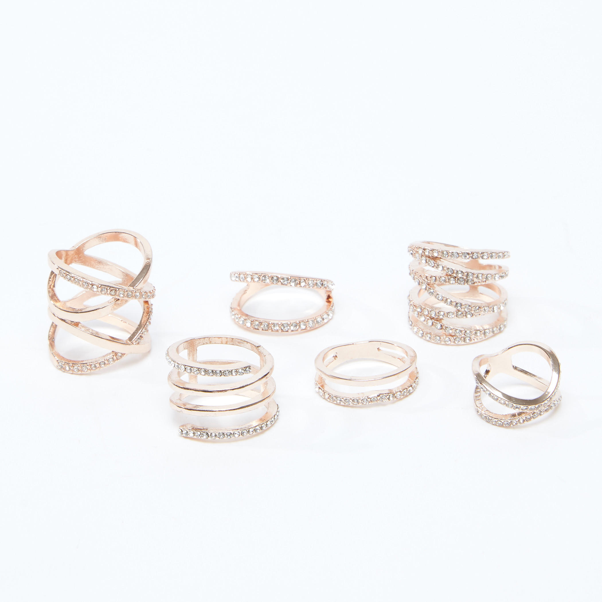 خاتم مرصع كريستال - طقم من 6 قطع-women-watchesandjewellery-jewellery-rings-image-1