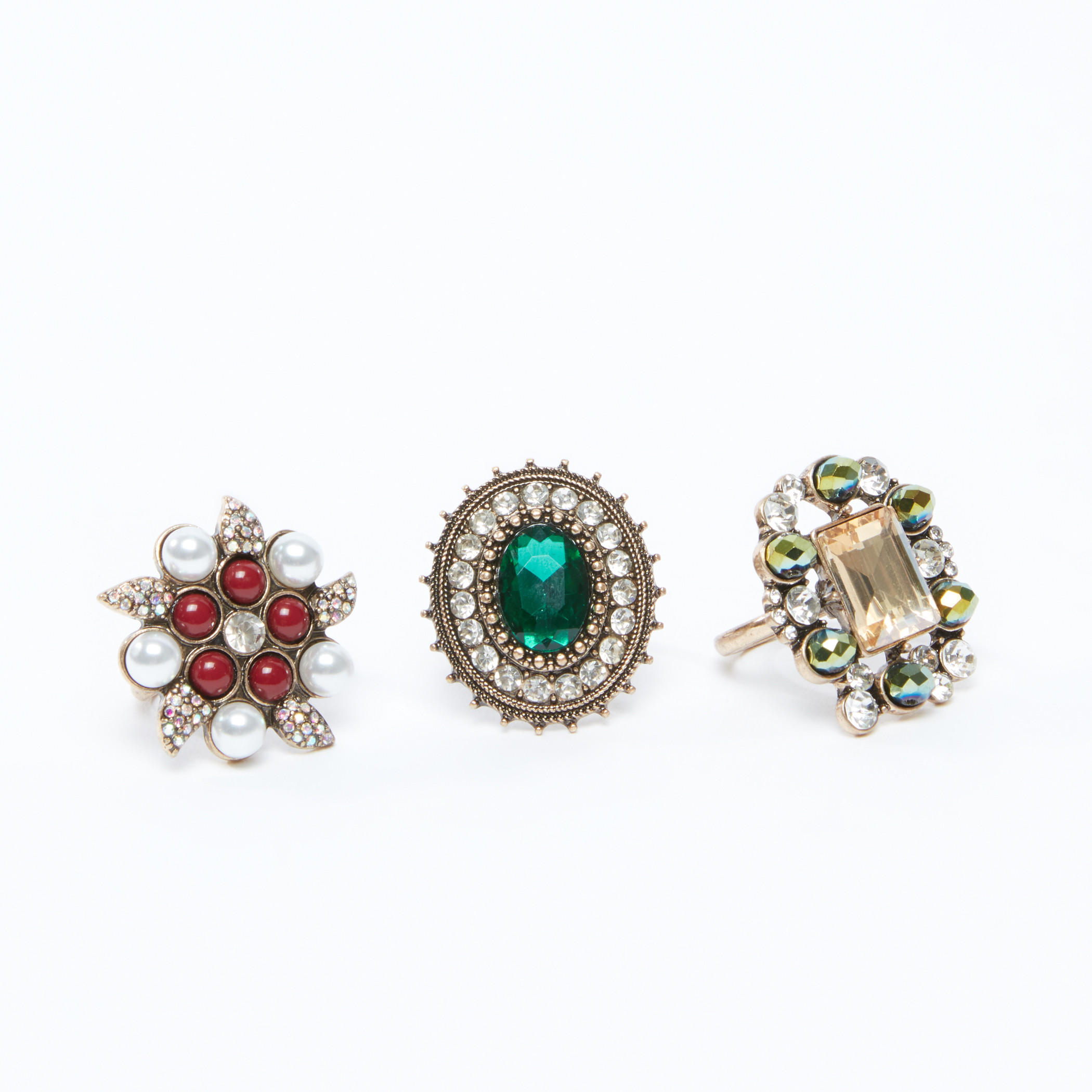 خواتم مرصعة - طقم من 3 قطع-women-watchesandjewellery-jewellery-rings-image-1