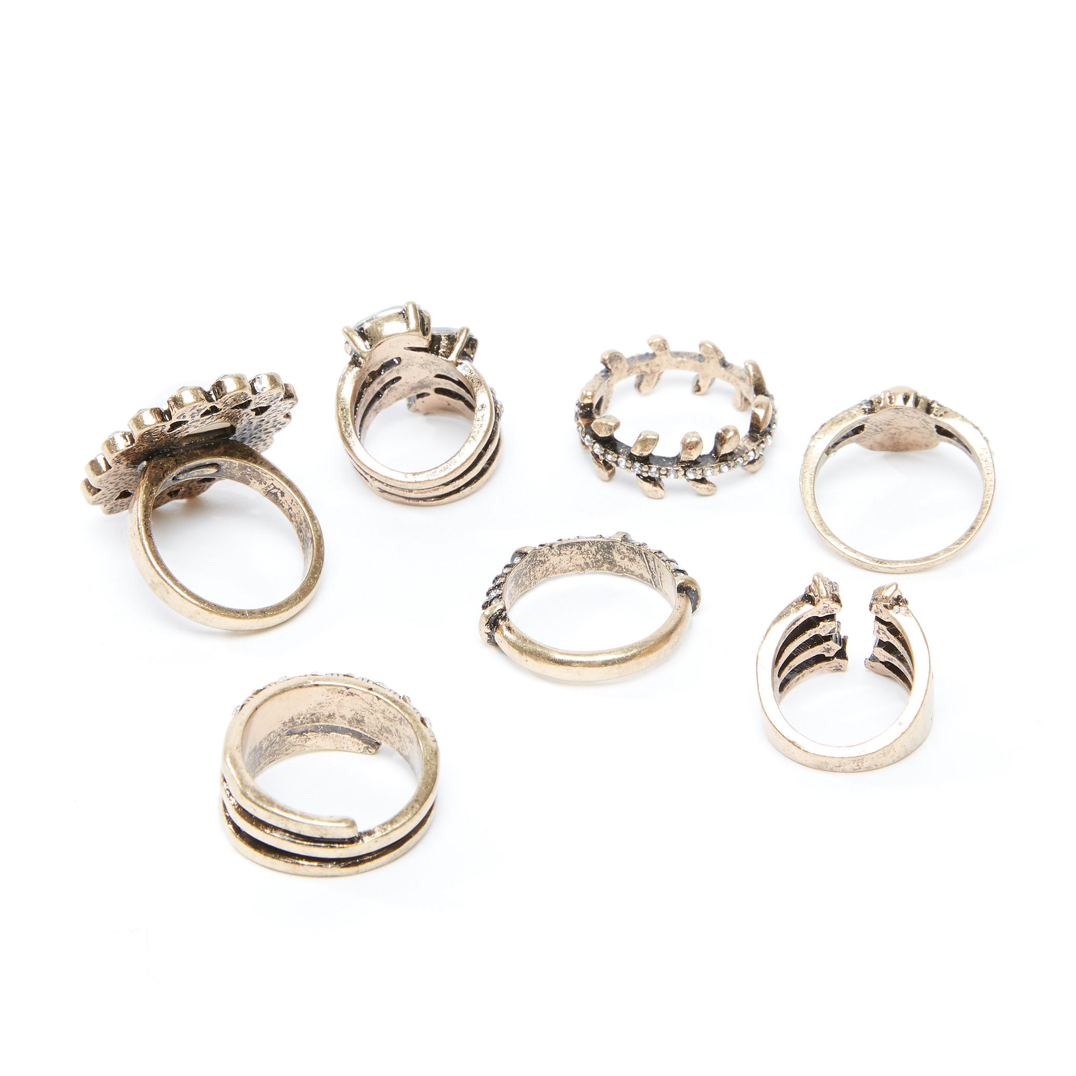 خواتم مزيّنة متنوعة - طقم من 7 قطع-women-watchesandjewellery-jewellery-rings-image-1