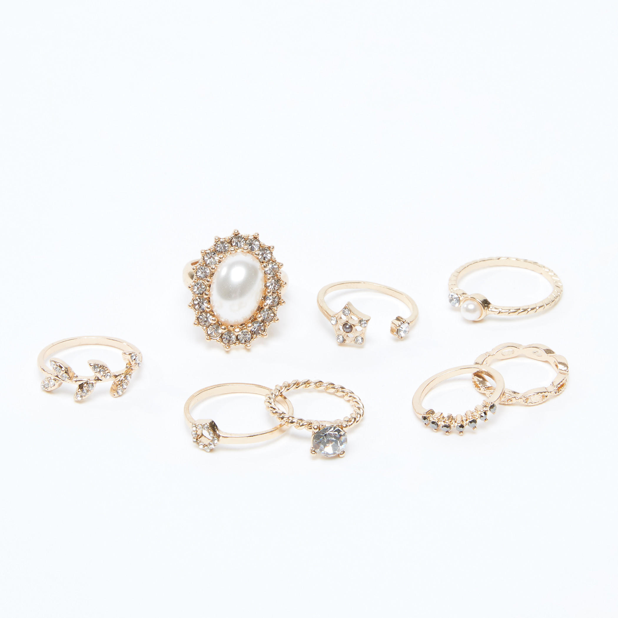 خواتم مزيّنة - طقم من 8 قطع-women-watchesandjewellery-jewellery-rings-image-1