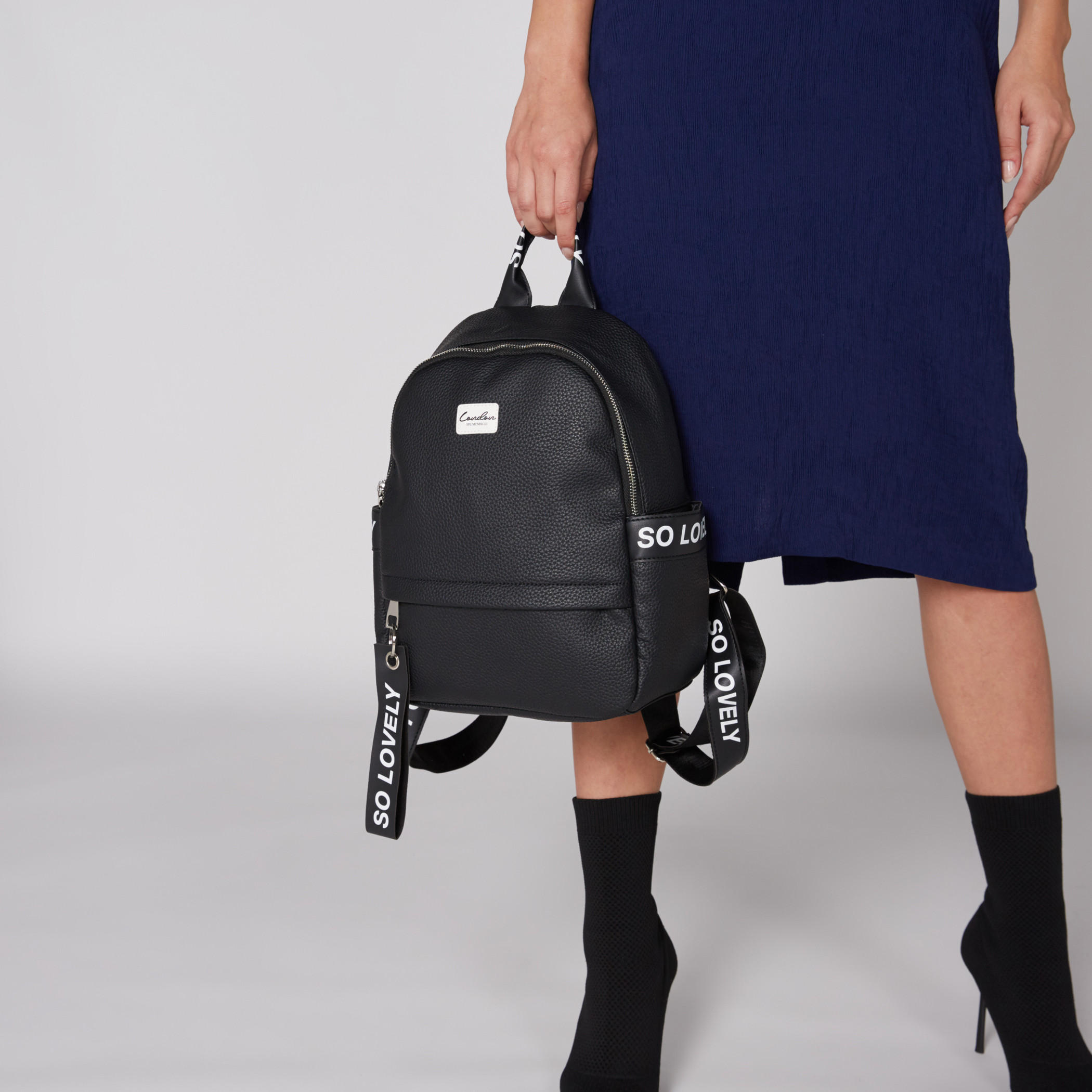 Tape Detail Textured Backpack with Zip Closure and Adjustable Straps-women-bagsandwallets-handbags-image-2