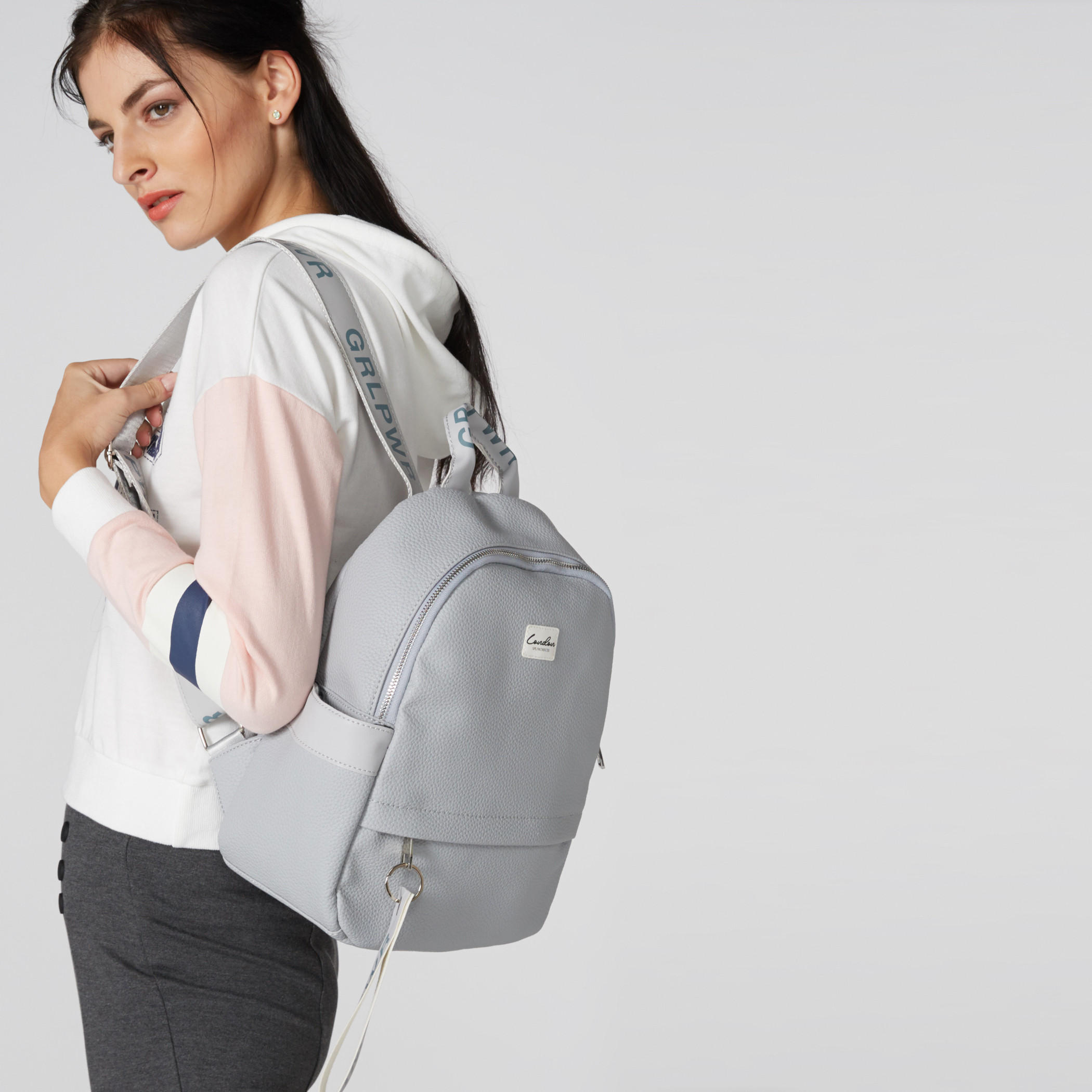Textured Backpack with Zip Closure and Adjustable Straps-women-bagsandwallets-handbags-image-2