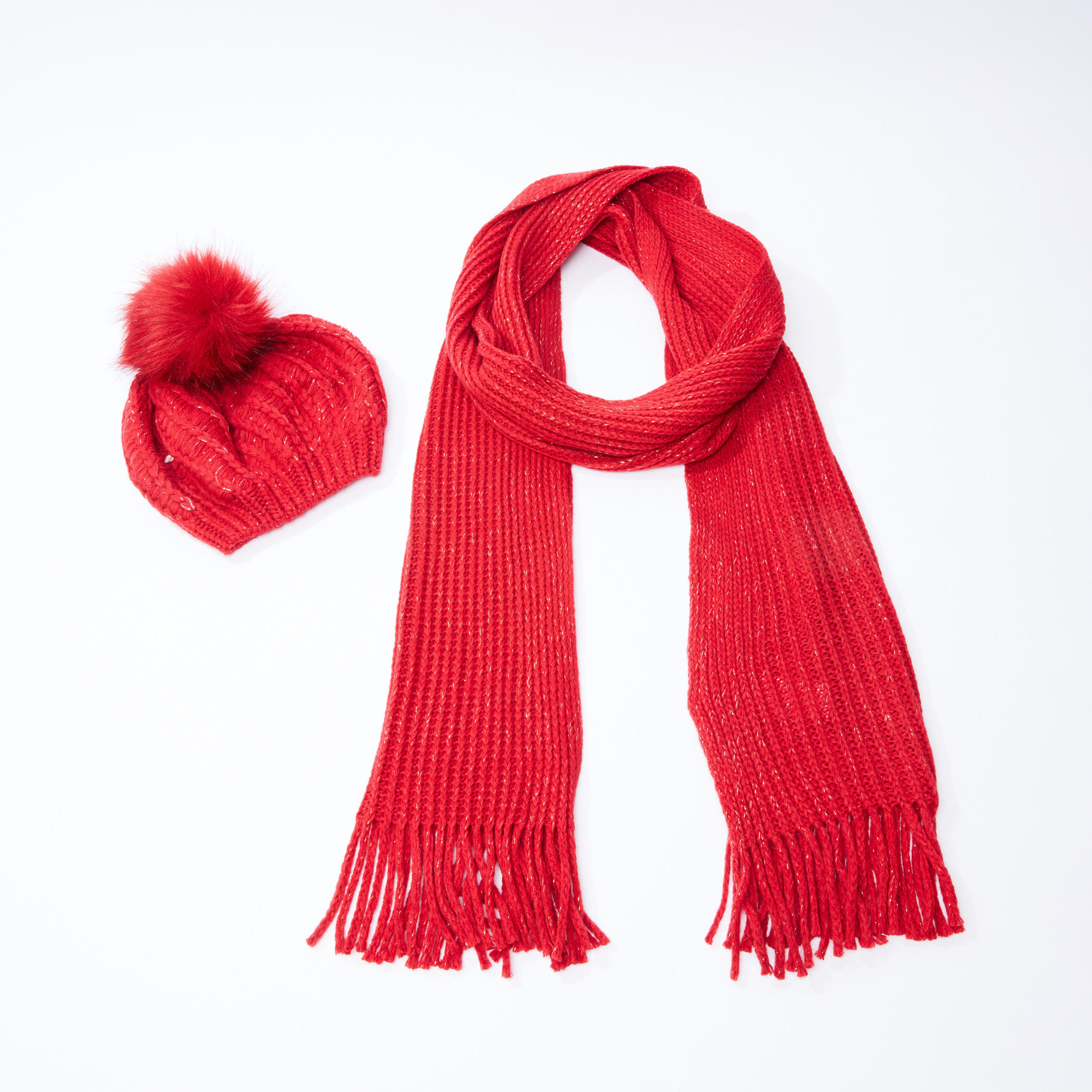 سكارف بشُرّابات مع قبعة بيني-women-clothingaccessories-scarves-image-1