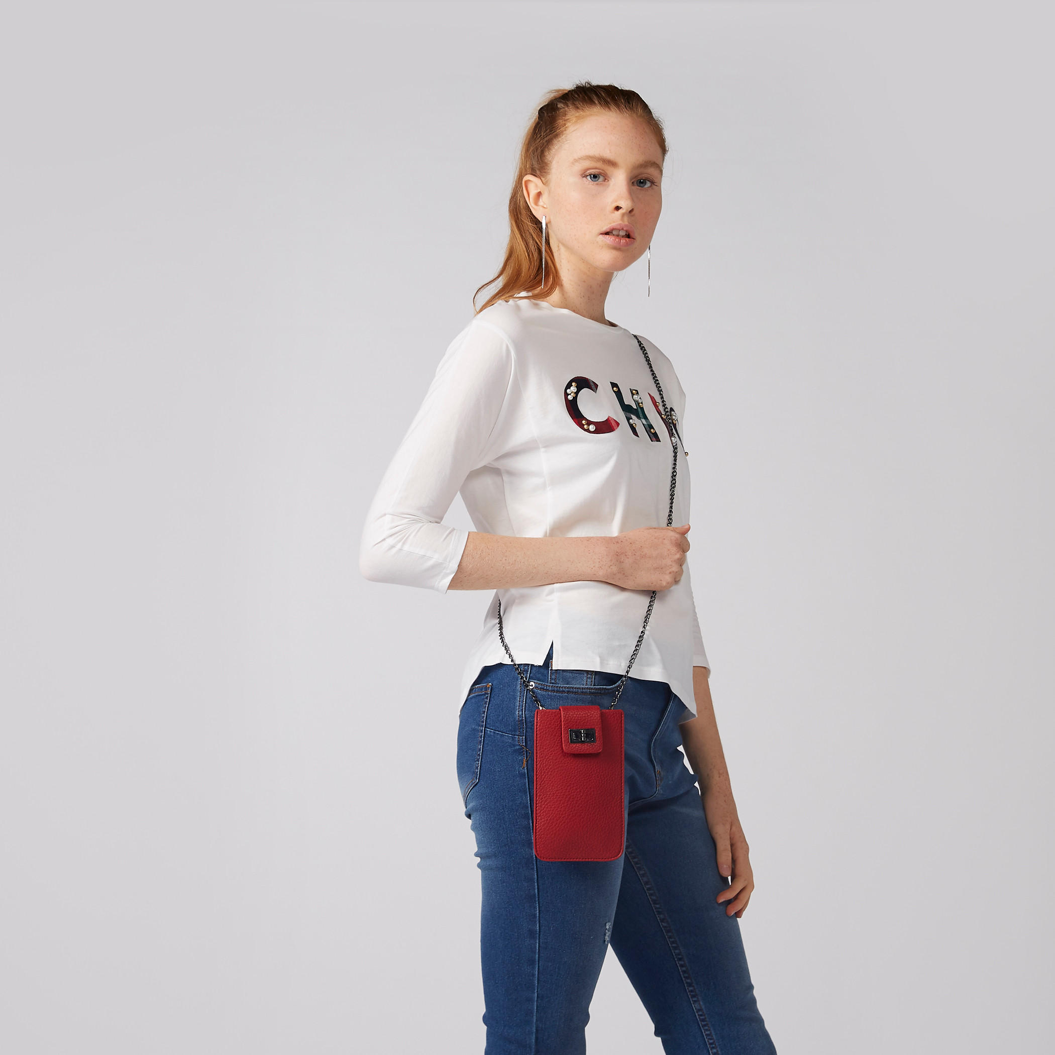 Textured Crossbody Bag with Metallic Chain-women-bagsandwallets-handbags-image-2