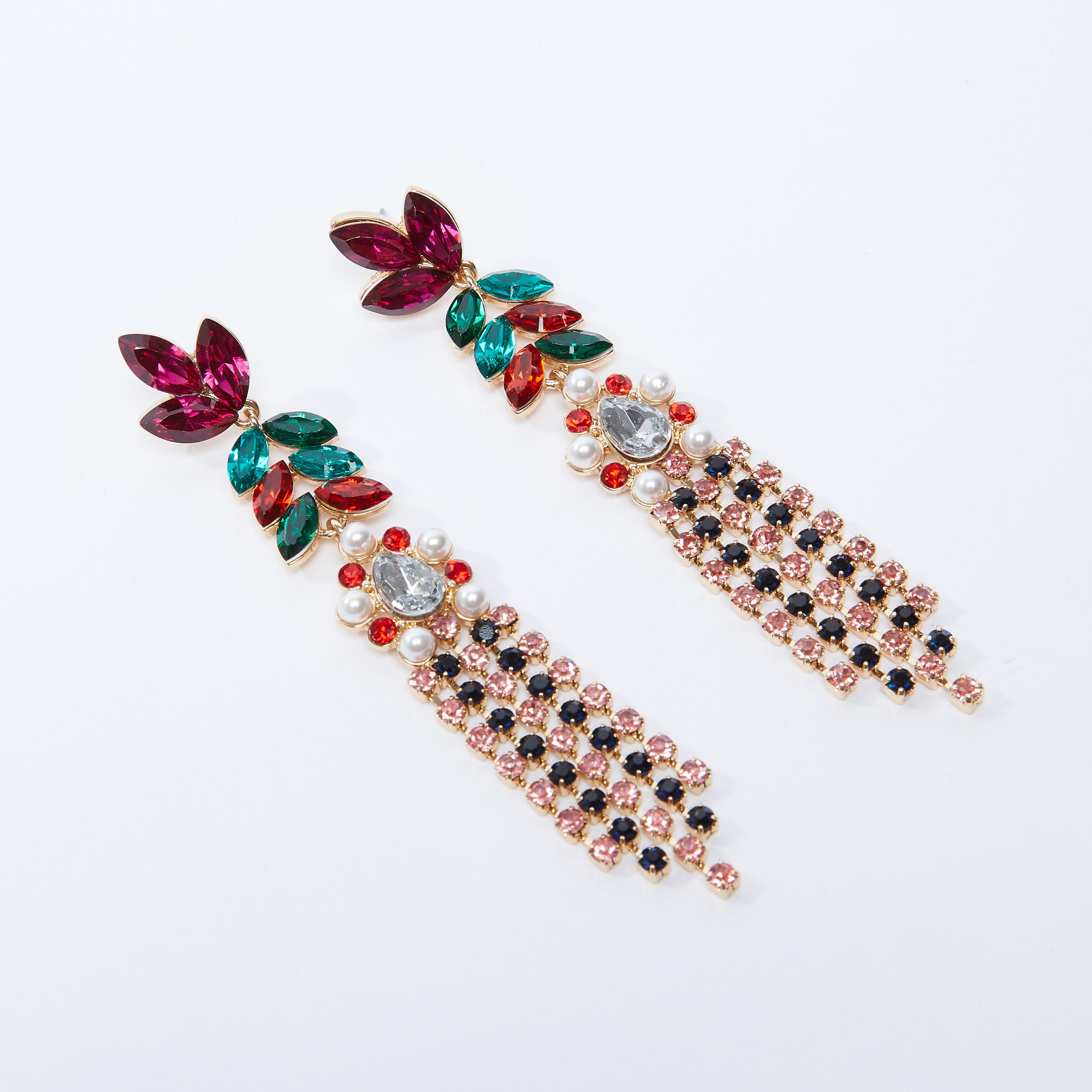 Studded Dangling Earrings with Pushback Closure-women-watchesandjewellery-jewellery-earrings-image-1