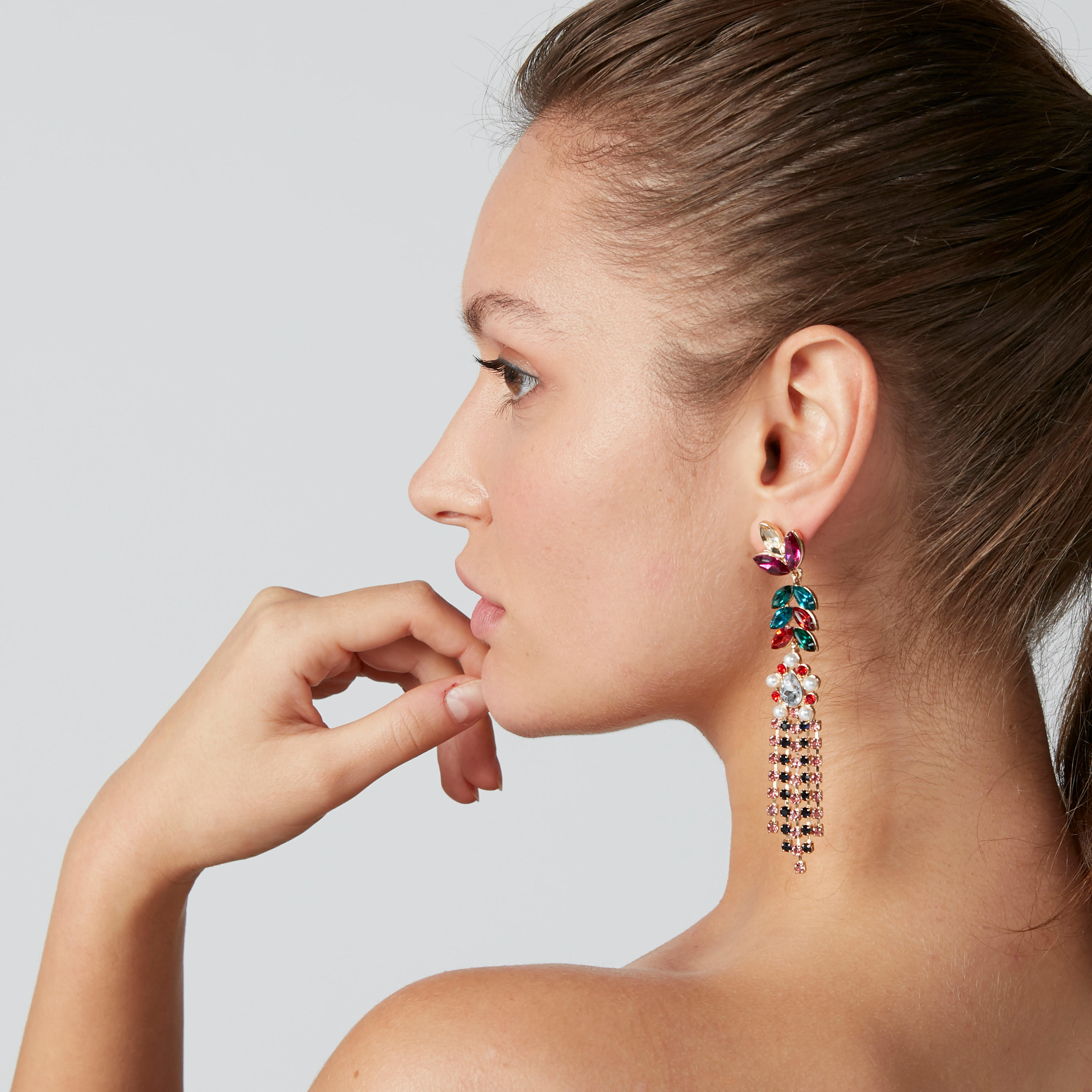 Studded Dangling Earrings with Pushback Closure-women-watchesandjewellery-jewellery-earrings-image-2
