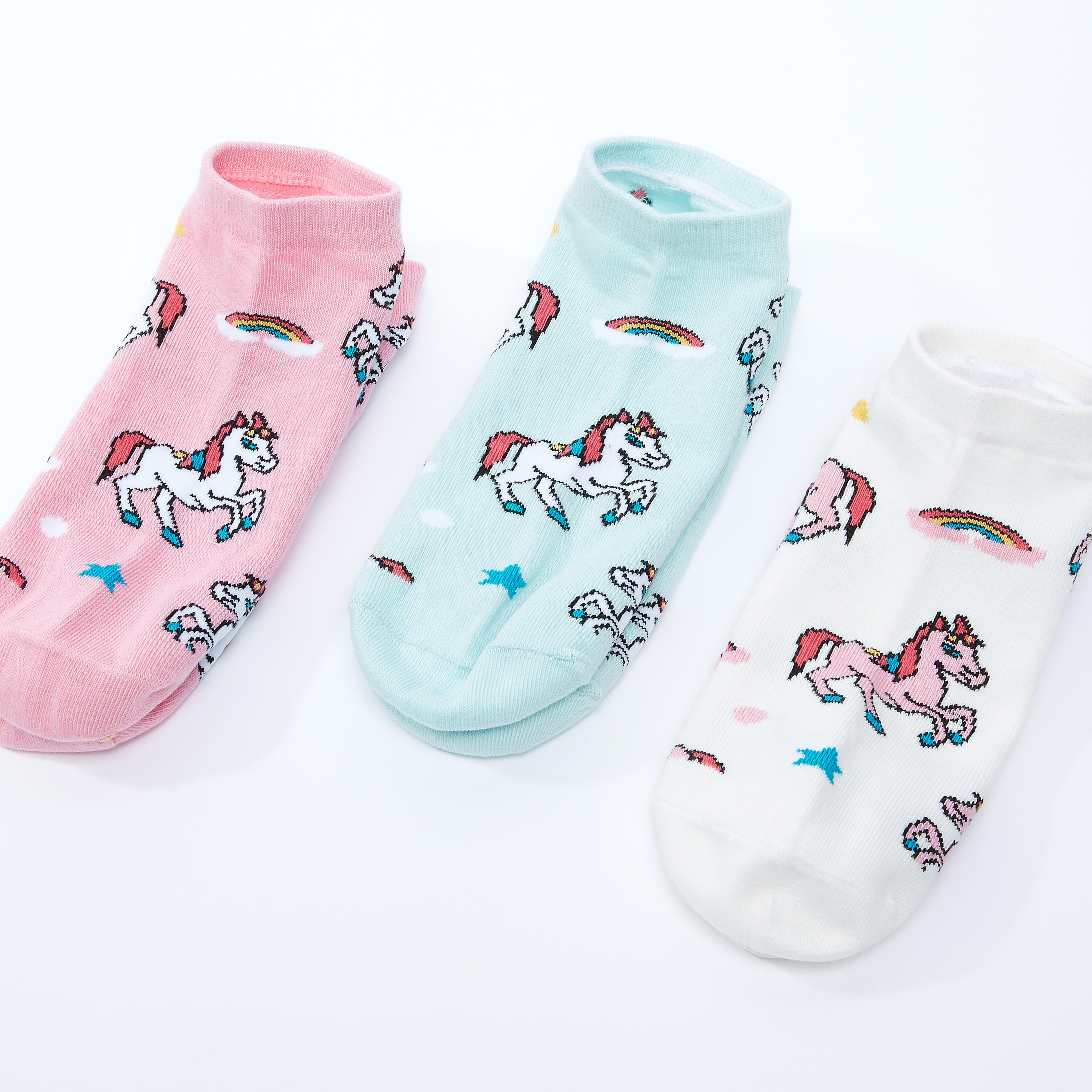 جوارب بطول الكاحل بطبعات - طقم من 3 أزواج-women-socksandstockings-image-1