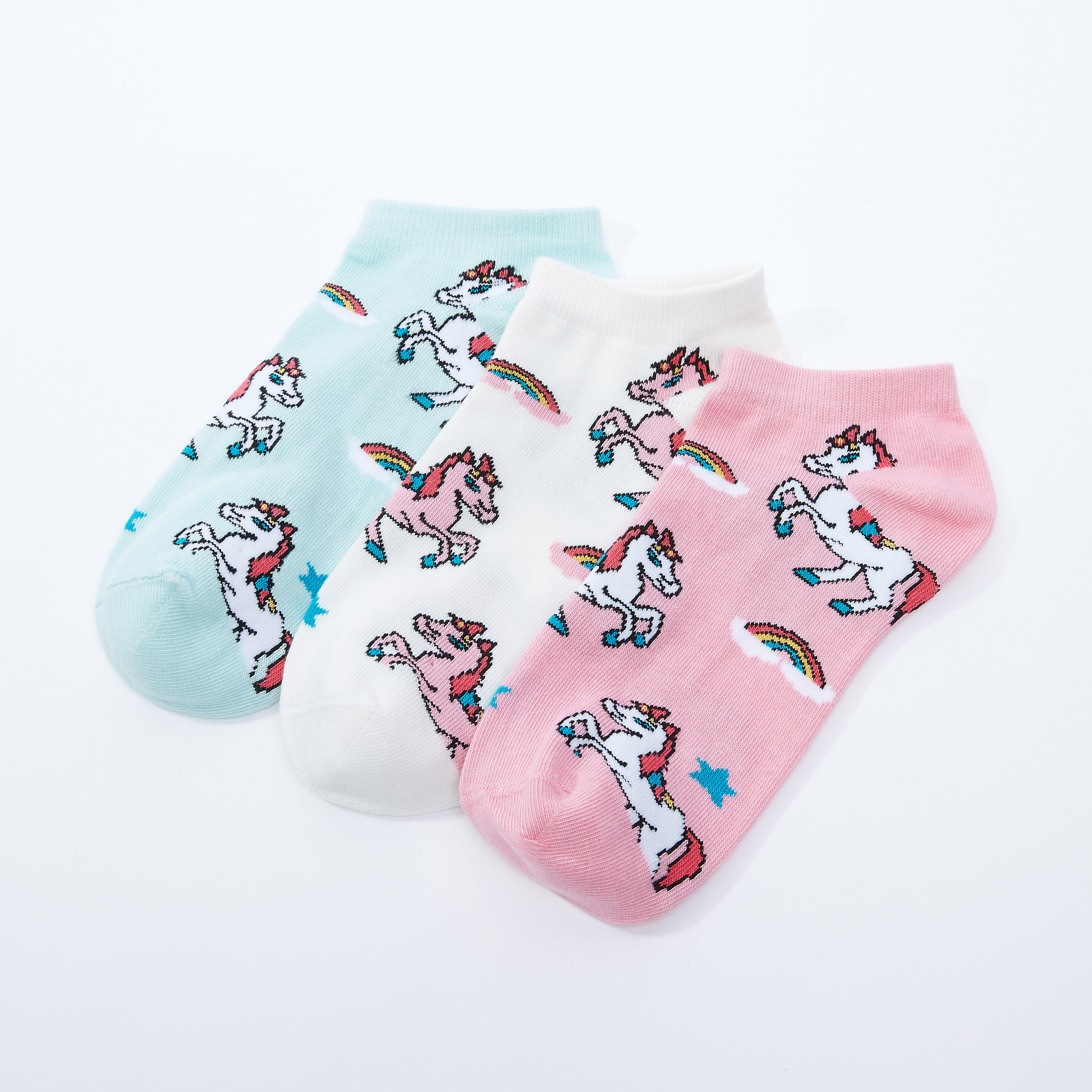جوارب بطول الكاحل بطبعات - طقم من 3 أزواج-women-socksandstockings-image-2