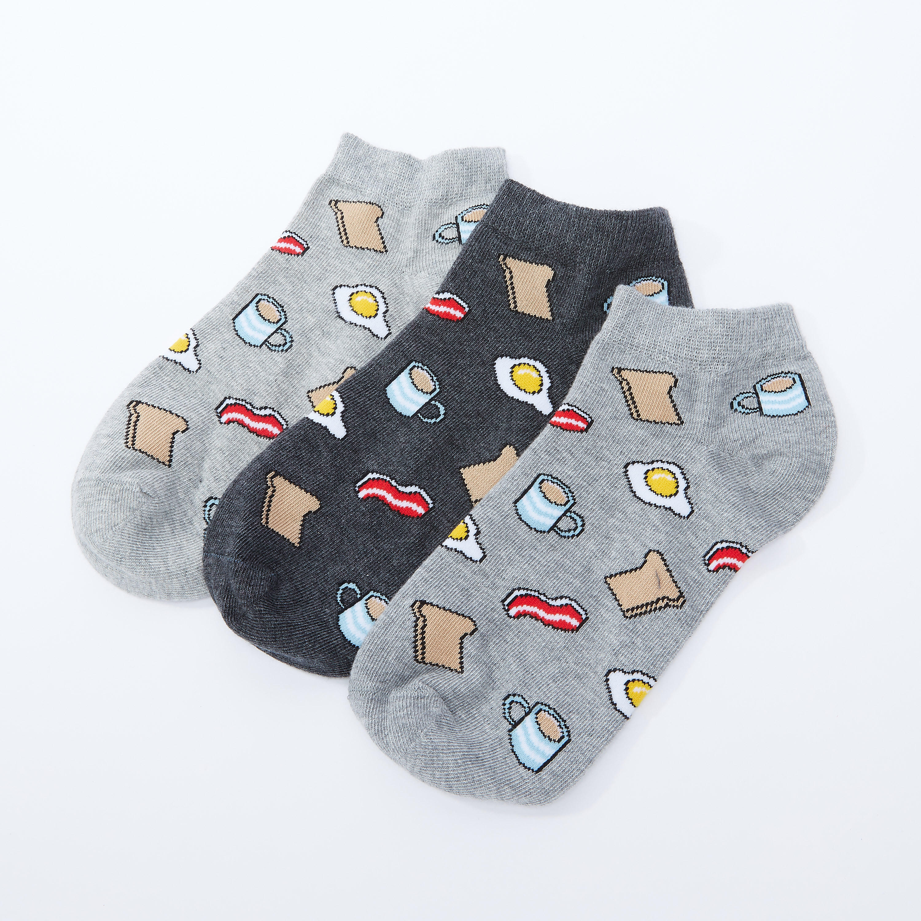 جوارب بطول الكاحل بطبعات - طقم من 3 أزواج-women-socksandstockings-image-2