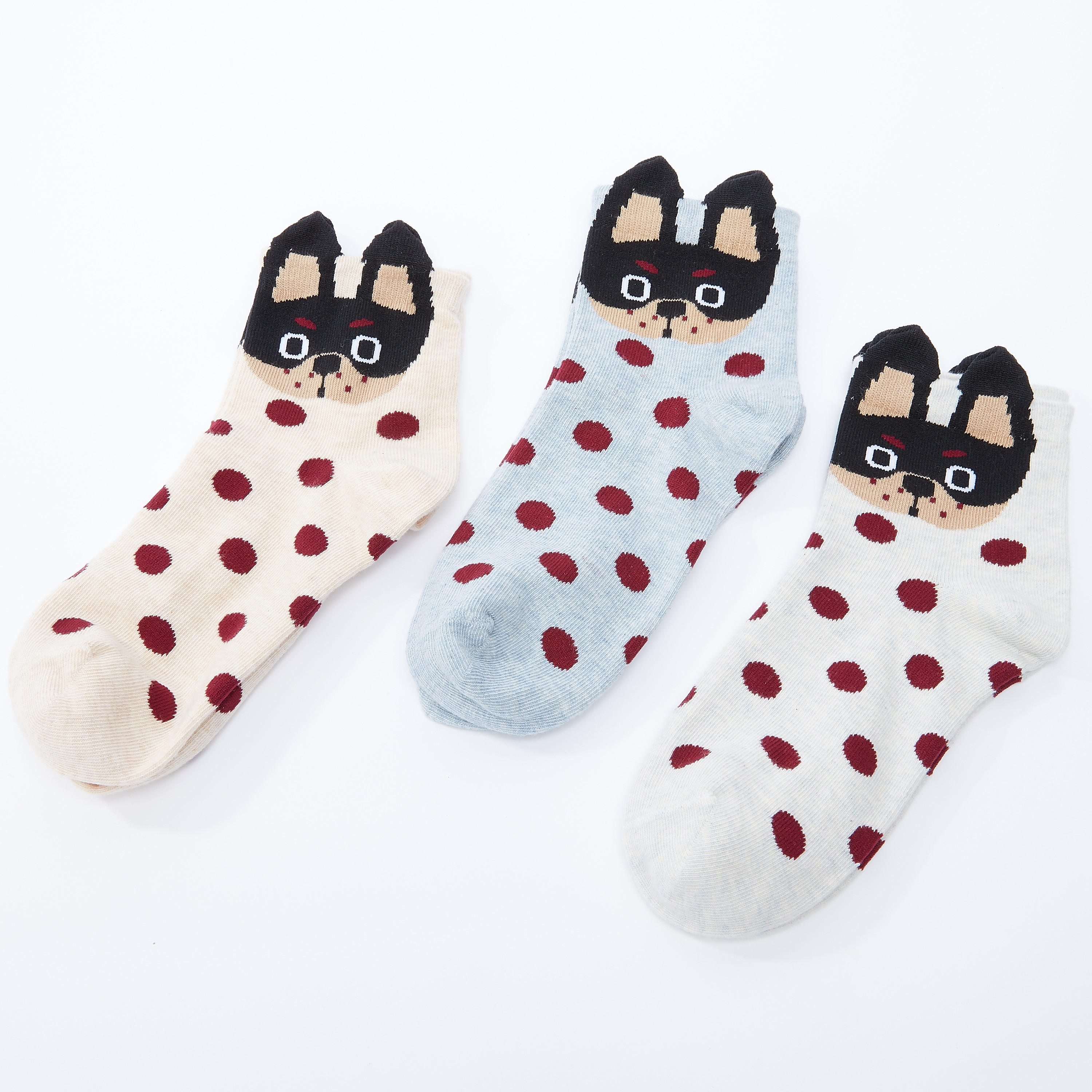 طقم جوارب بطبعات منقطة من 3 قطع-women-socksandstockings-image-1