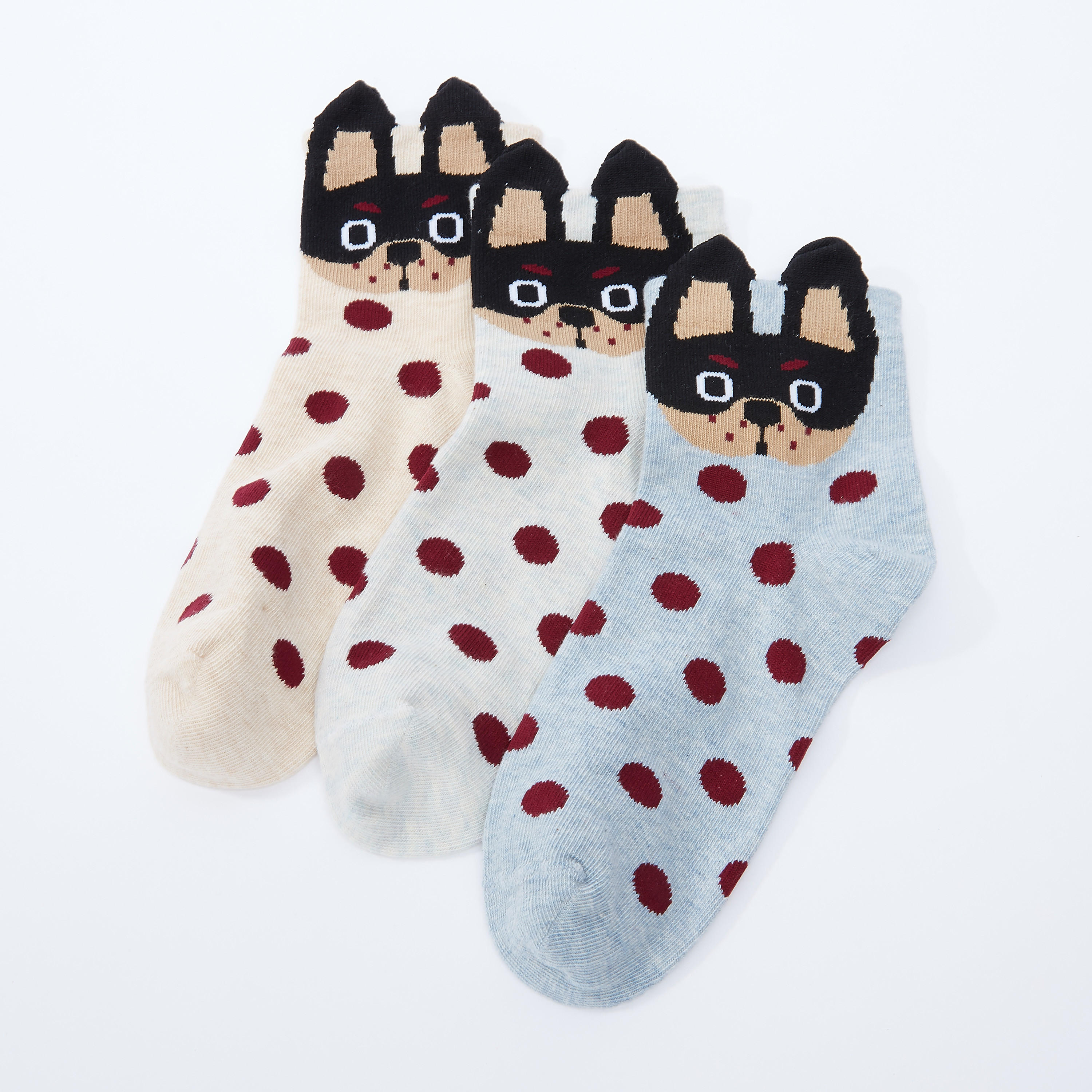 طقم جوارب بطبعات منقطة من 3 قطع-women-socksandstockings-image-2