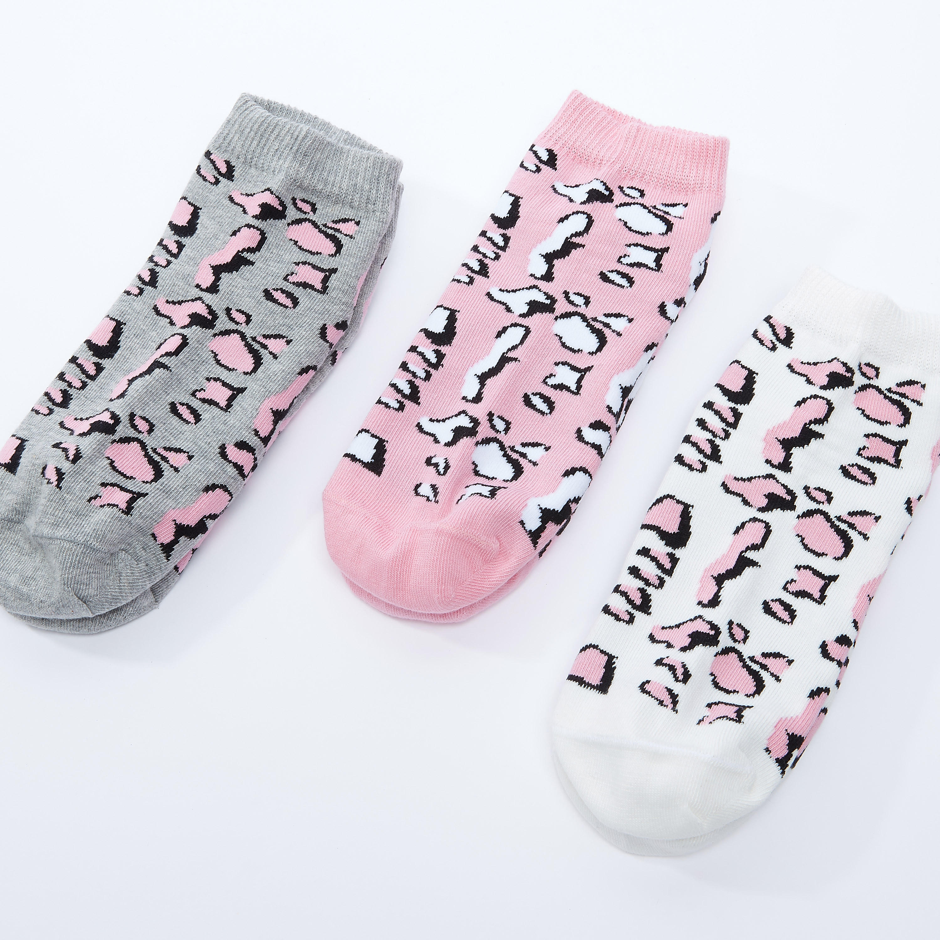 جوارب بطول الكاحل بأساور مضلعة - 3 قطع-women-socksandstockings-image-1