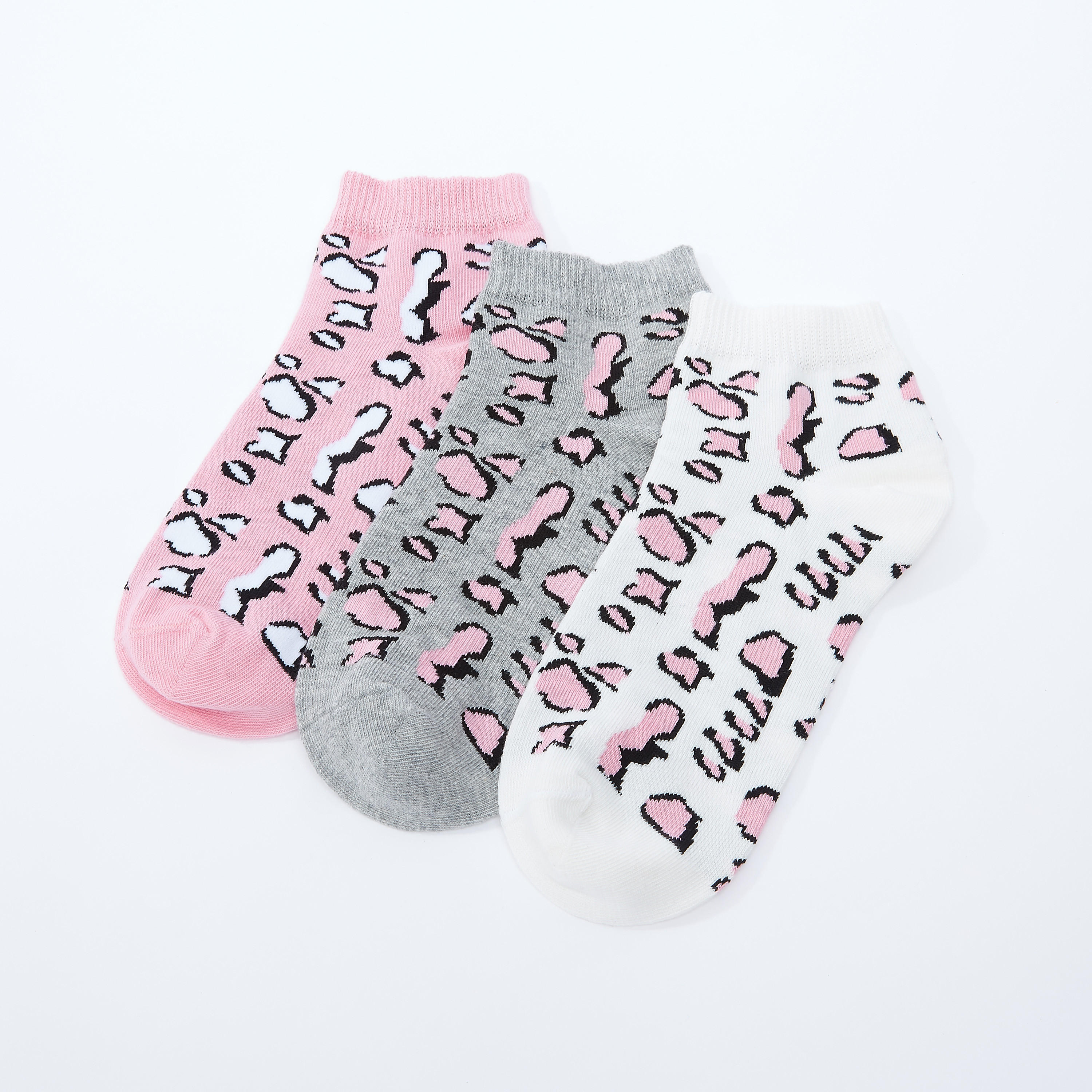 جوارب بطول الكاحل بأساور مضلعة - 3 قطع-women-socksandstockings-image-2