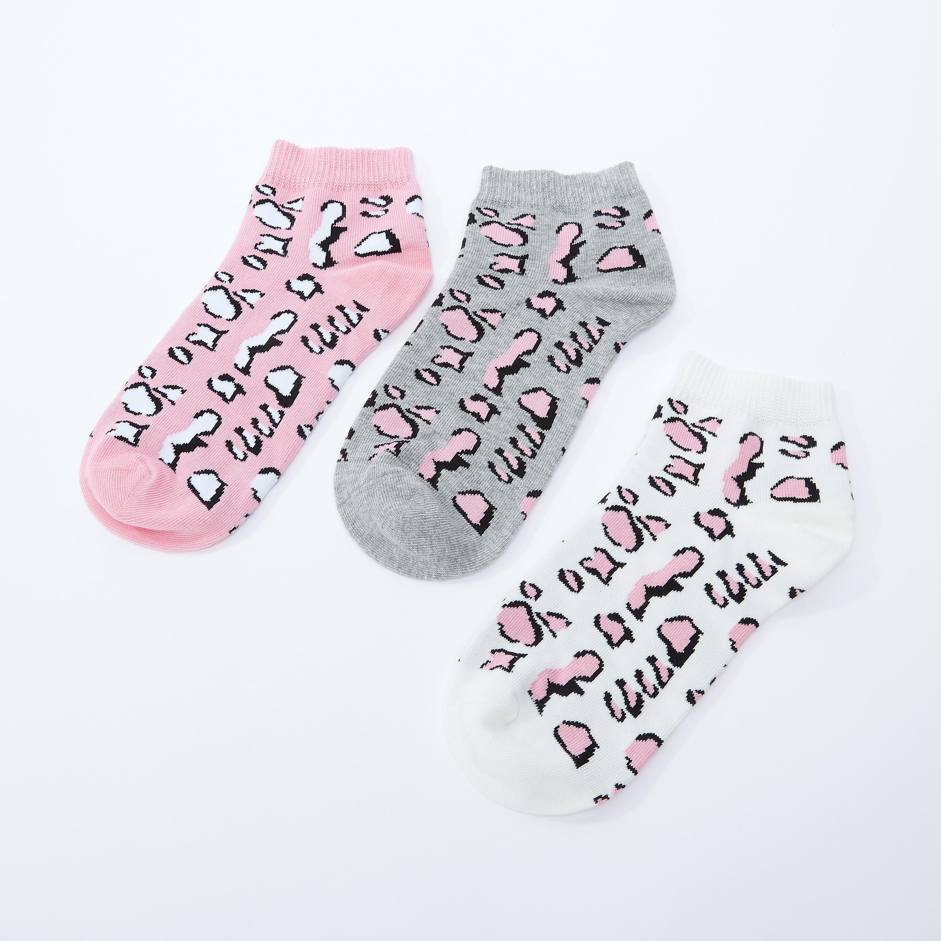 جوارب بطول الكاحل بأساور مضلعة - 3 قطع-women-socksandstockings-image-3