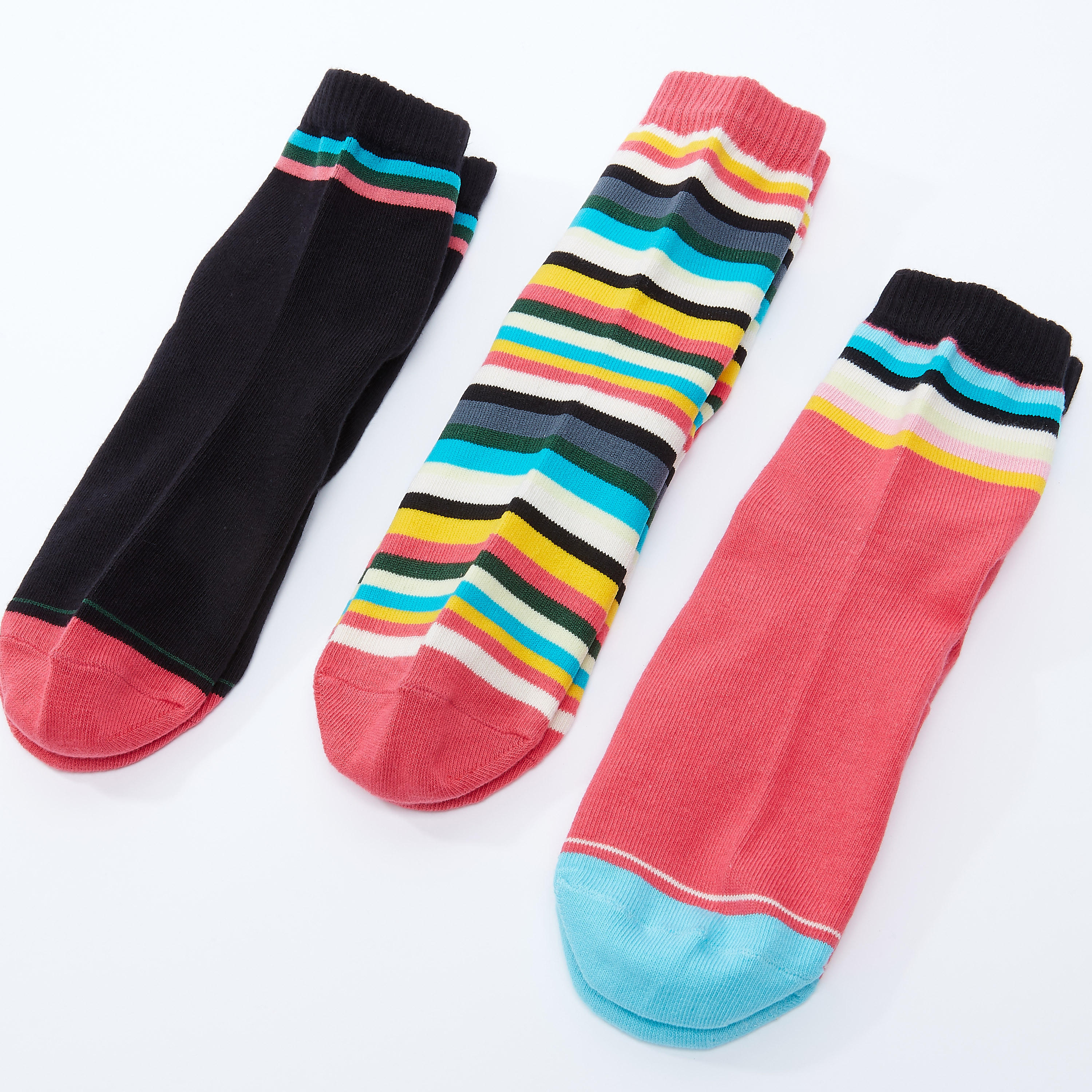 جوارب مقلّمة بطول الكاحل - طقم من 3 أزواج-women-socksandstockings-image-1
