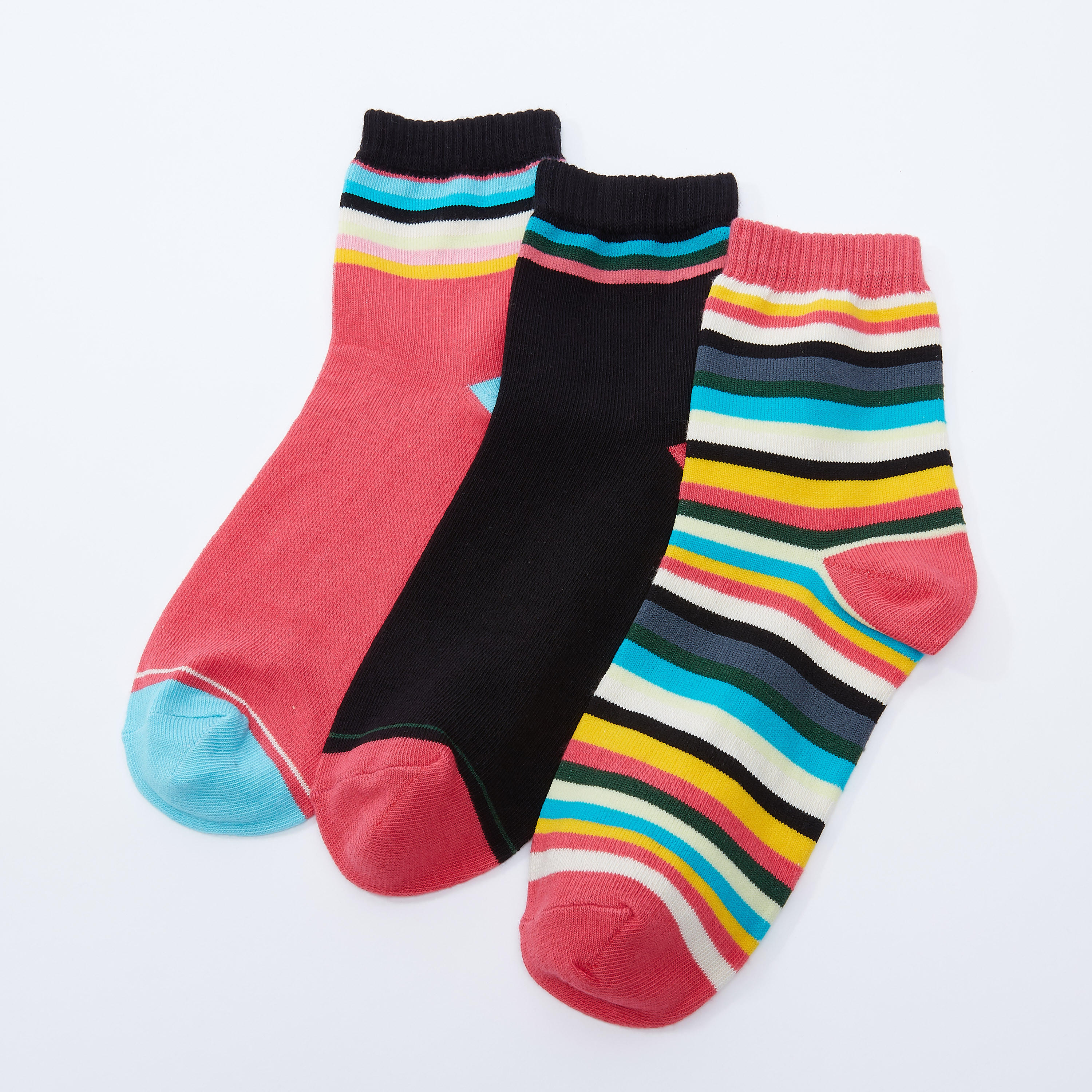 جوارب مقلّمة بطول الكاحل - طقم من 3 أزواج-women-socksandstockings-image-2