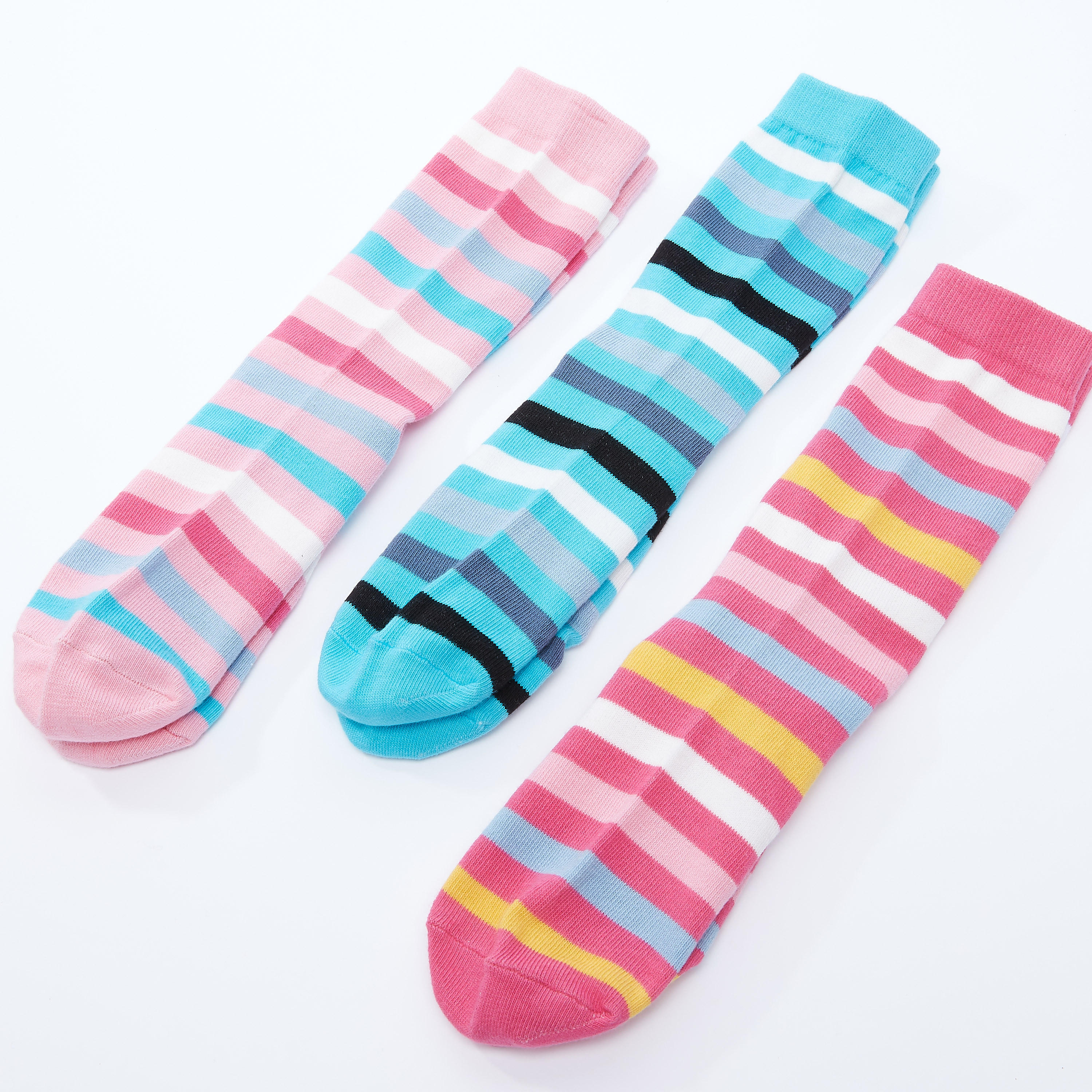 جوارب مقلمة بطول متوسط - طقم من 3 أزواج-women-socksandstockings-image-1