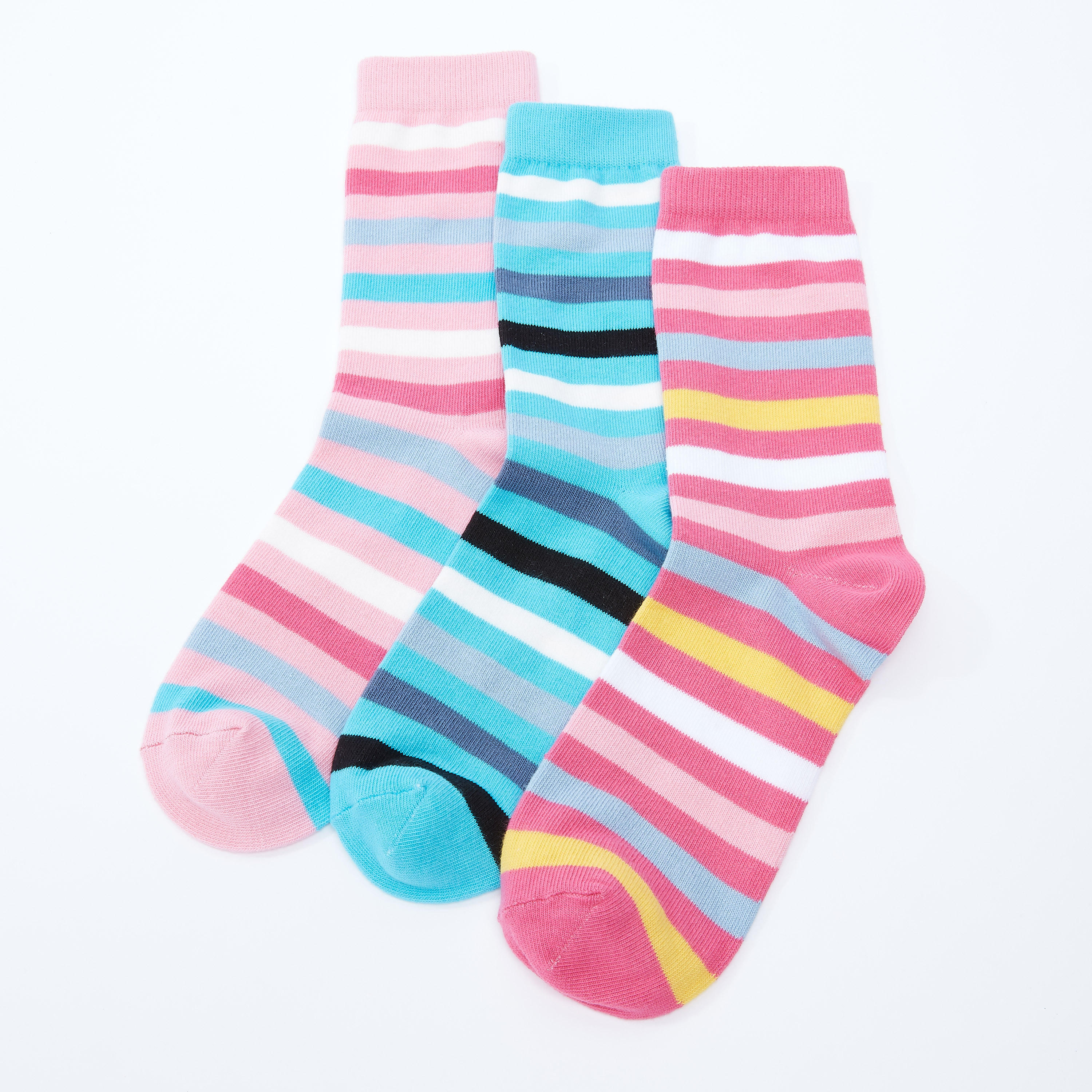 جوارب مقلمة بطول متوسط - طقم من 3 أزواج-women-socksandstockings-image-2