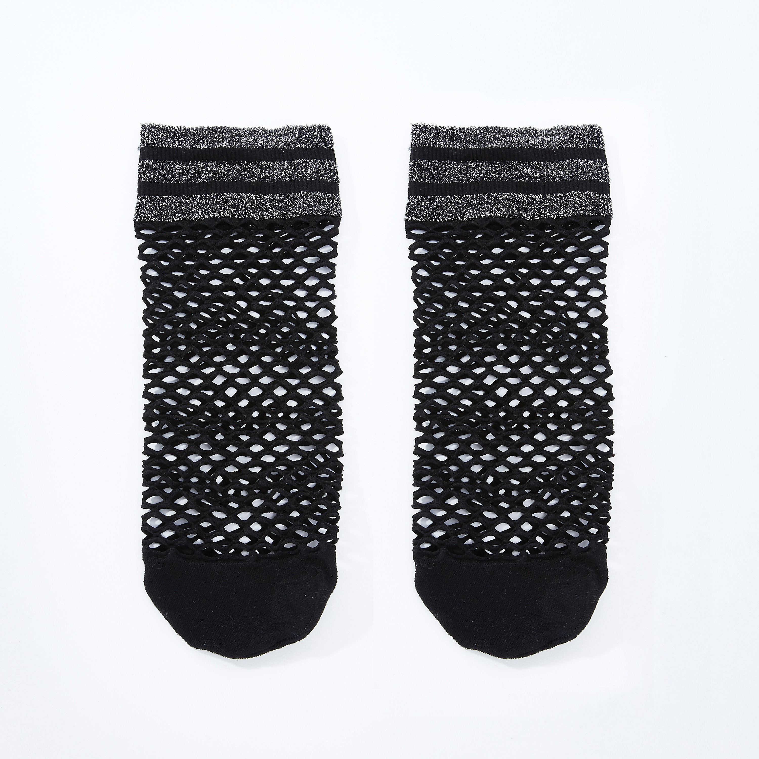 Fish Net Socks with Striped Cuffs-women-socksandstockings-image-1