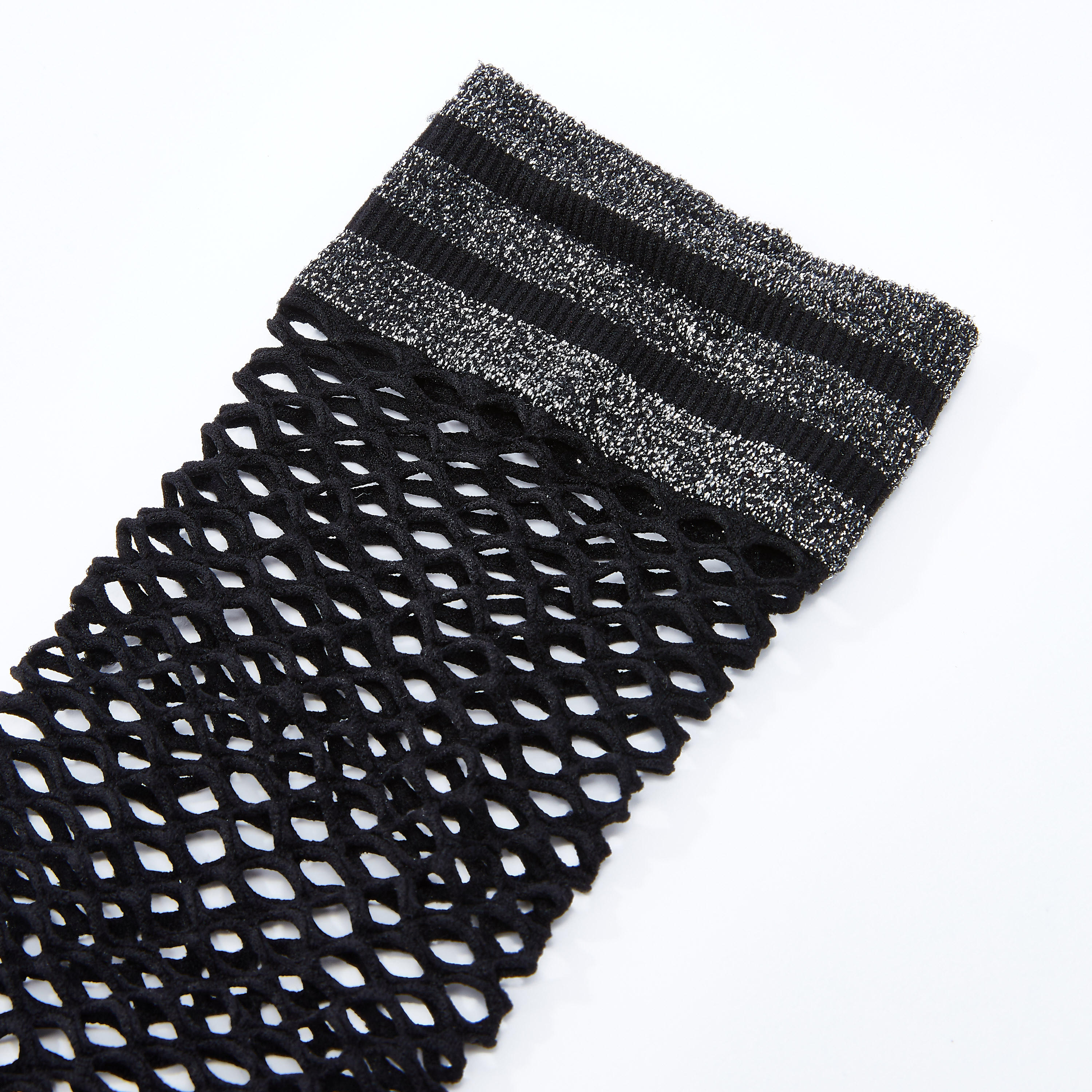 Fish Net Socks with Striped Cuffs-women-socksandstockings-image-2