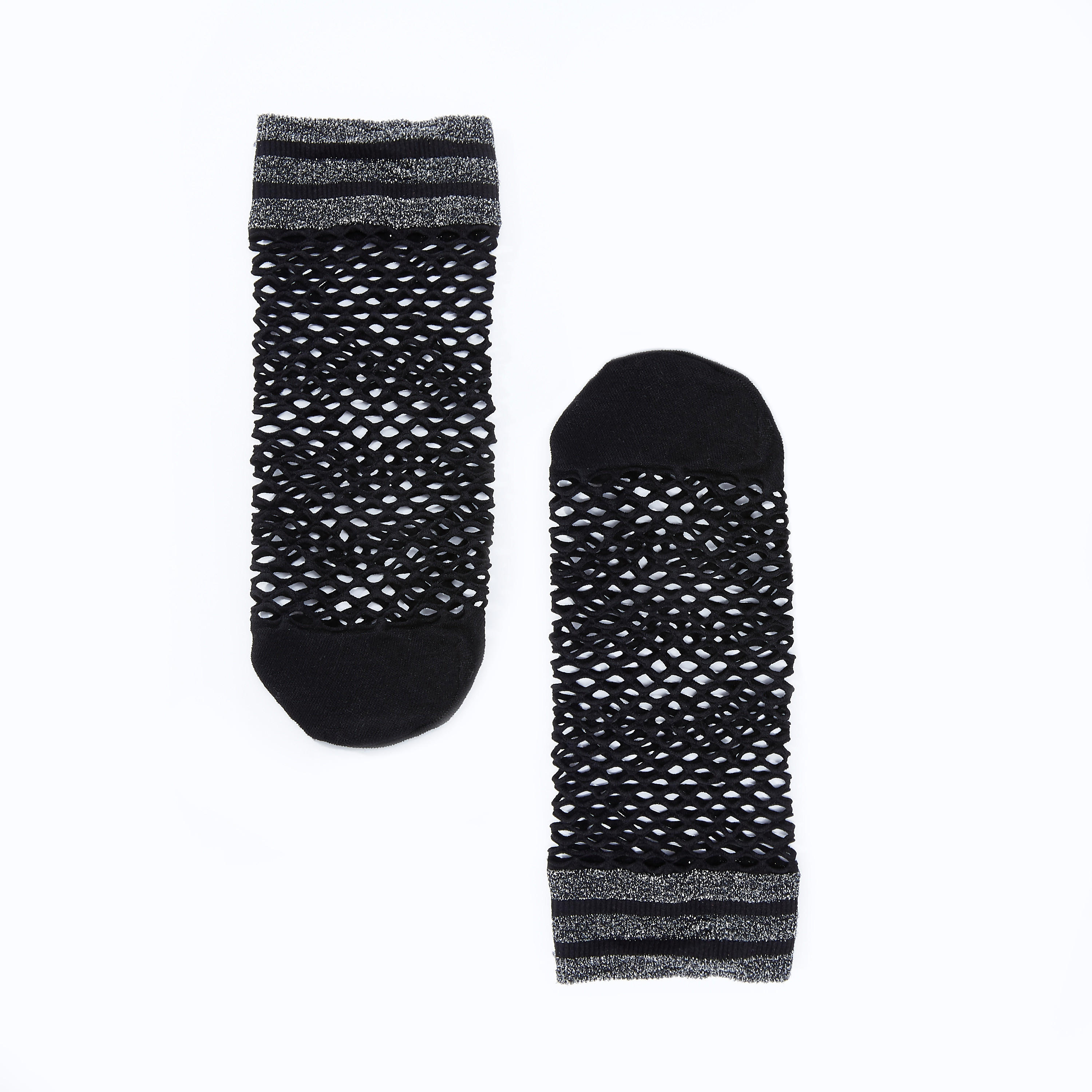 Fish Net Socks with Striped Cuffs-women-socksandstockings-image-3