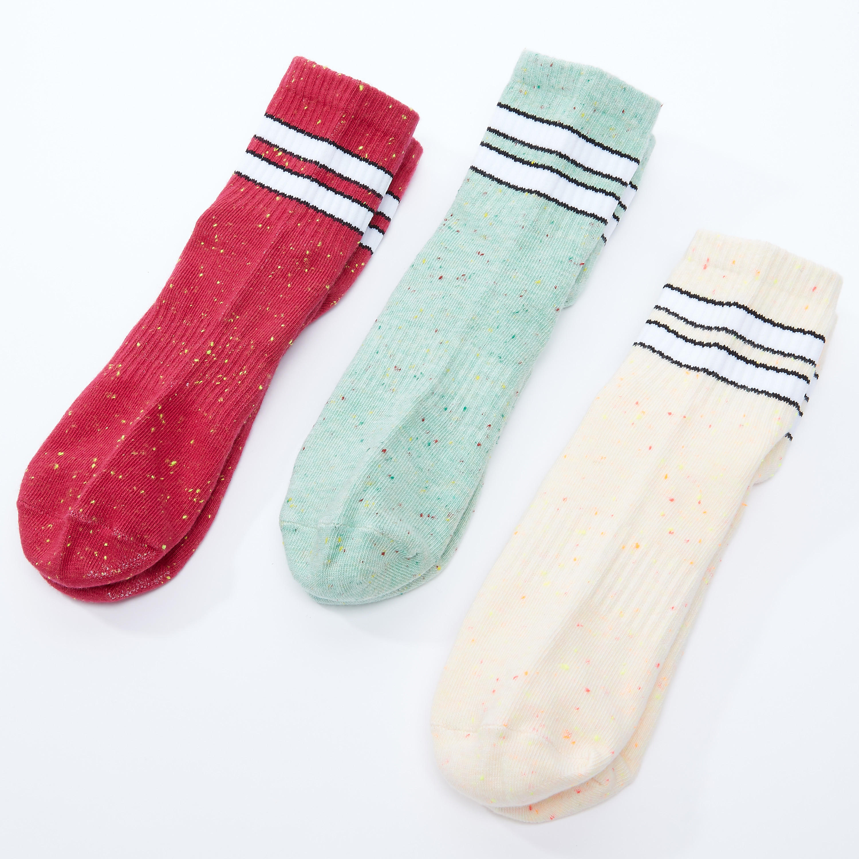 جوارب بطول الكاحل بحواف مقلّمة - طقم من 3 أزواج-women-socksandstockings-image-1
