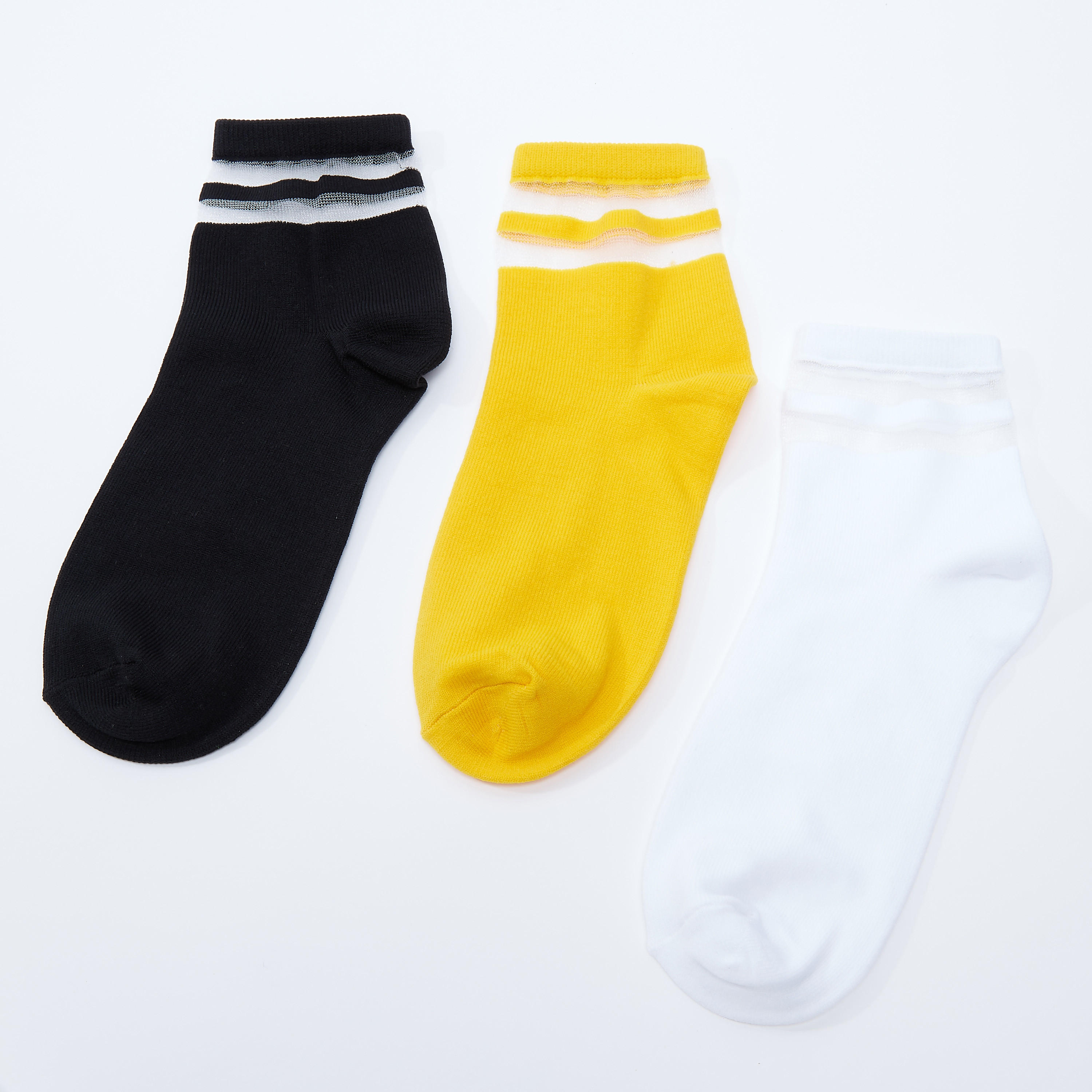 جوارب مقلّمة بطول الكاحل - طقم من 3 أزواج-women-socksandstockings-image-1