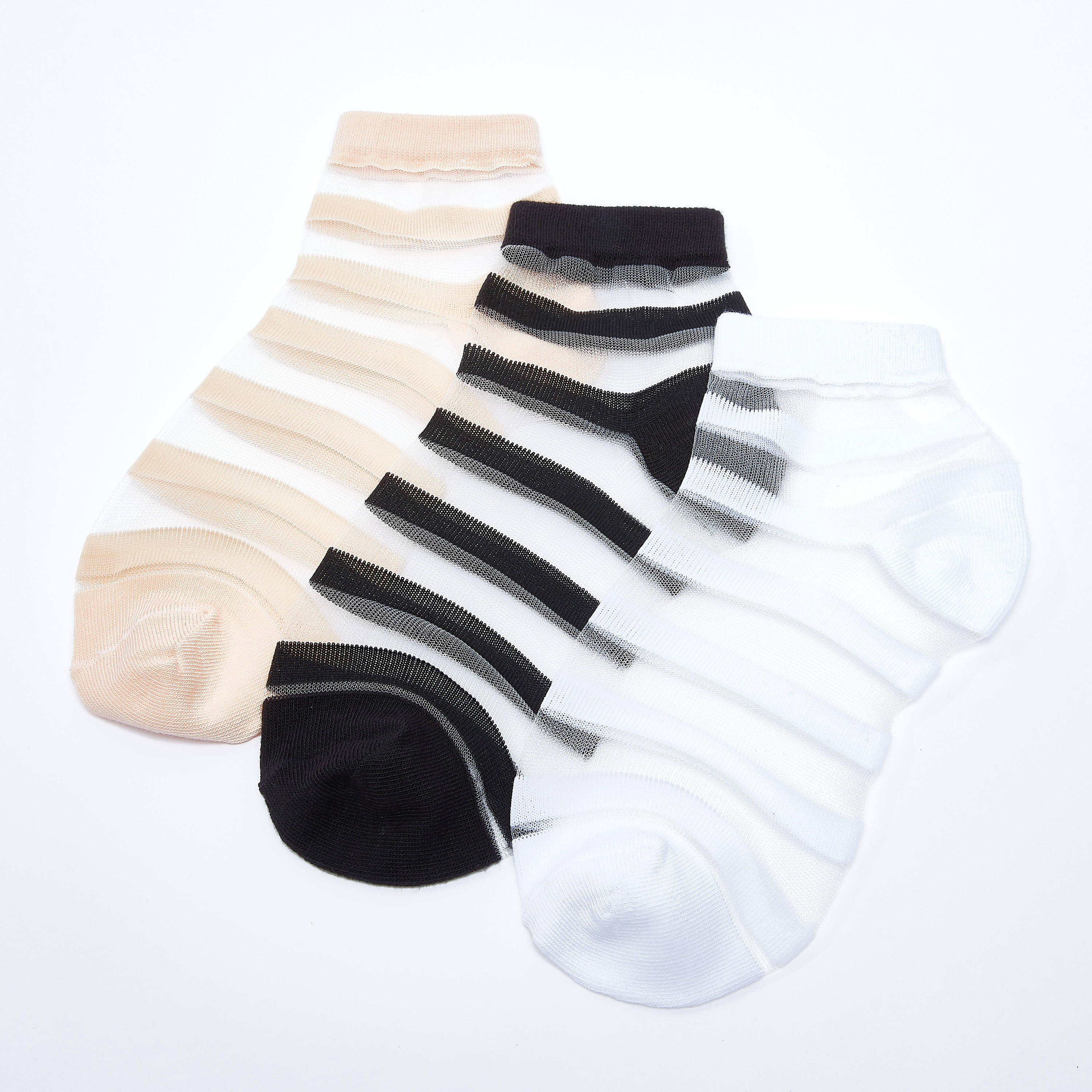 جوارب مقلّمة بطول الكاحل - طقم من 3 أزواج-women-socksandstockings-image-2