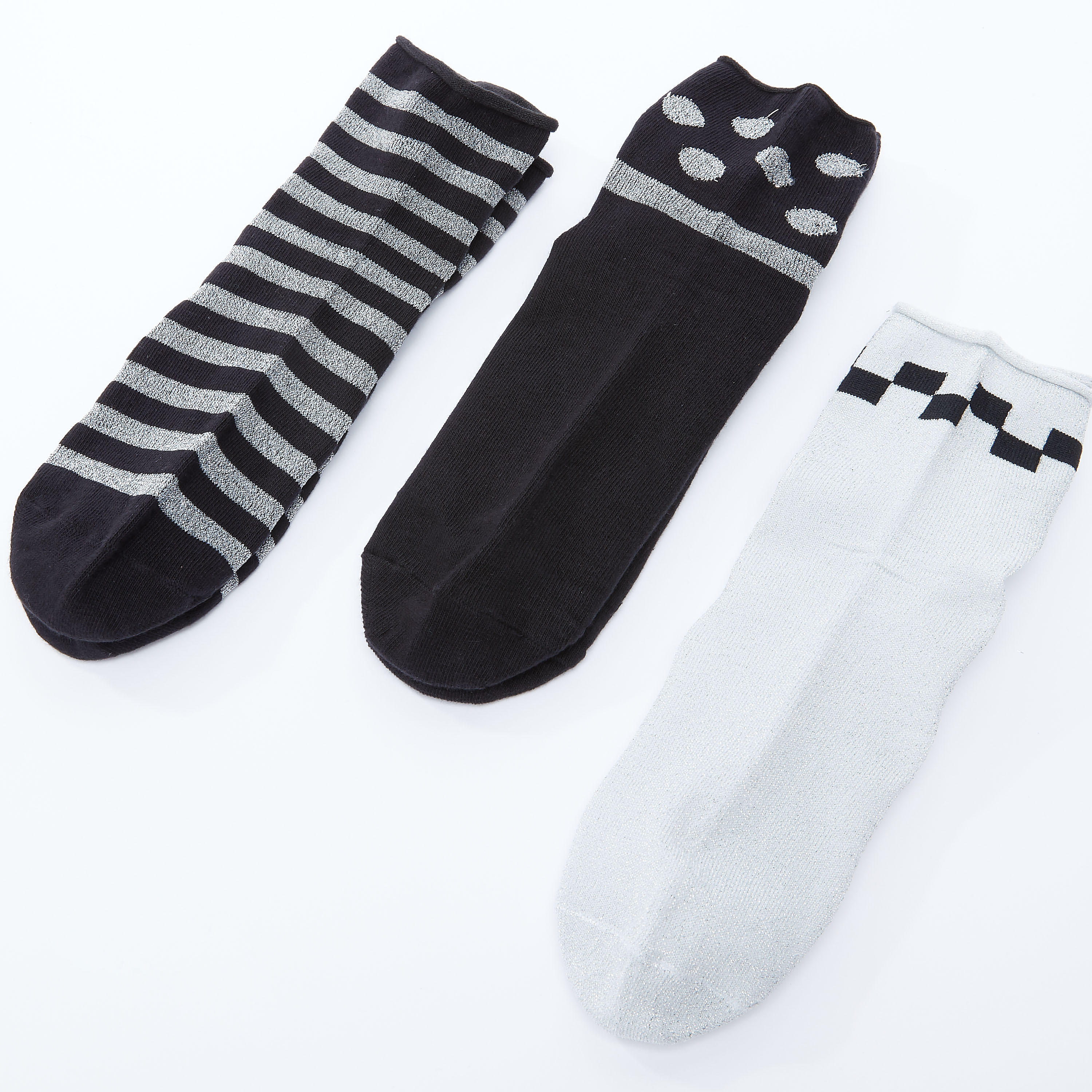 جوارب بطول الكاحل بطبعات - طقم من 3 أزواج-women-socksandstockings-image-1