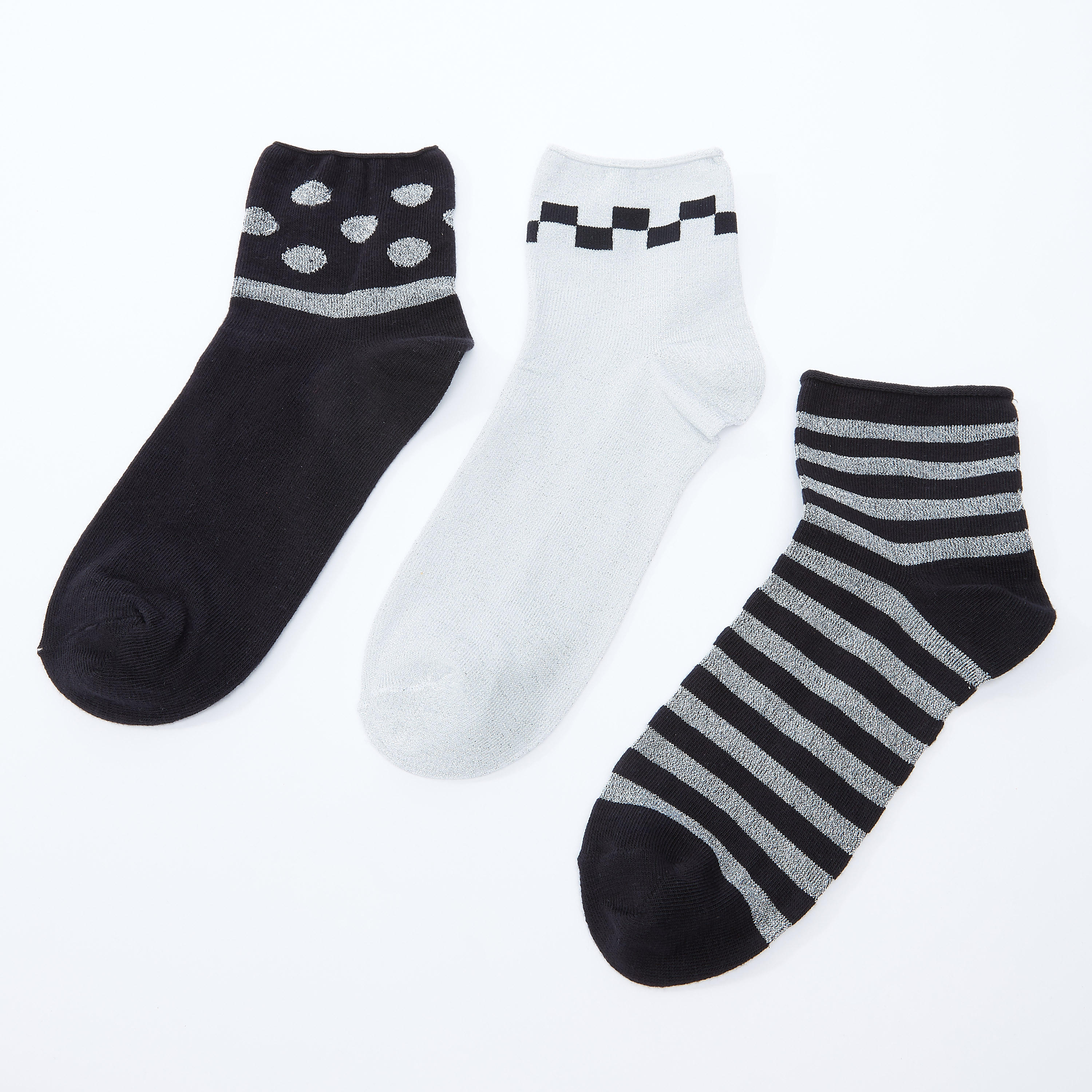 جوارب بطول الكاحل بطبعات - طقم من 3 أزواج-women-socksandstockings-image-3
